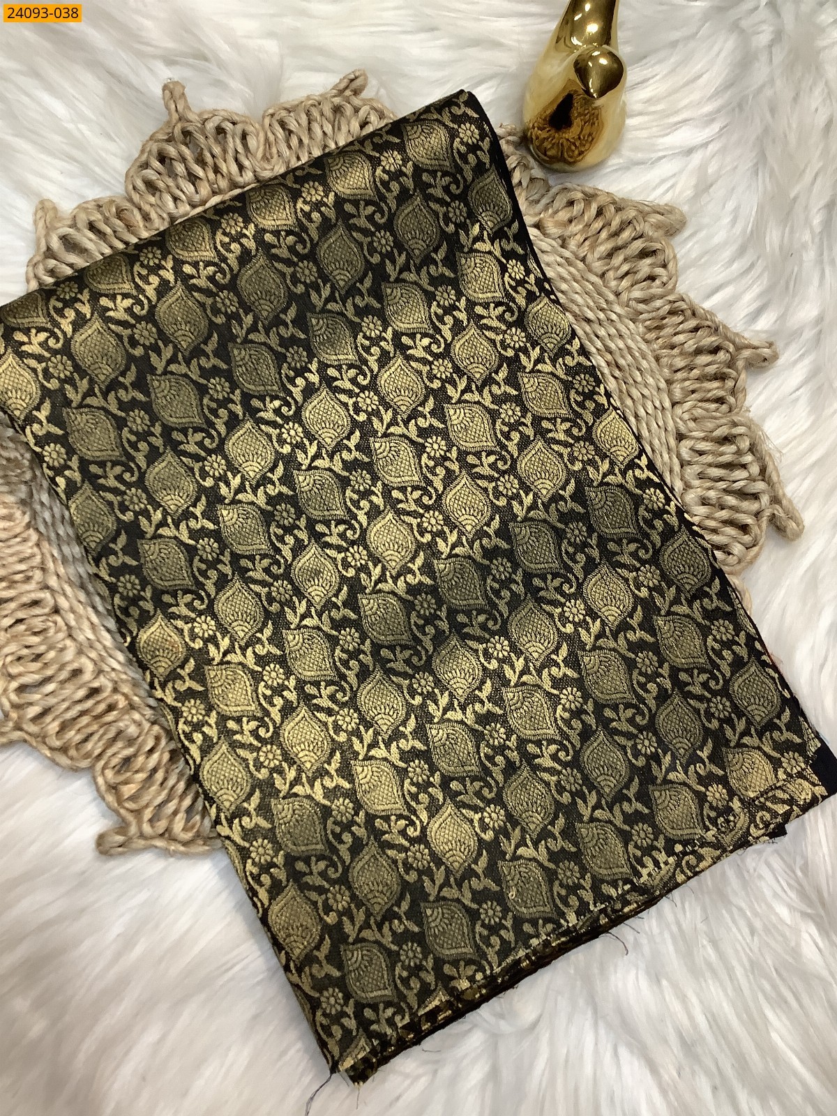 Black Printed and brocade blouse material