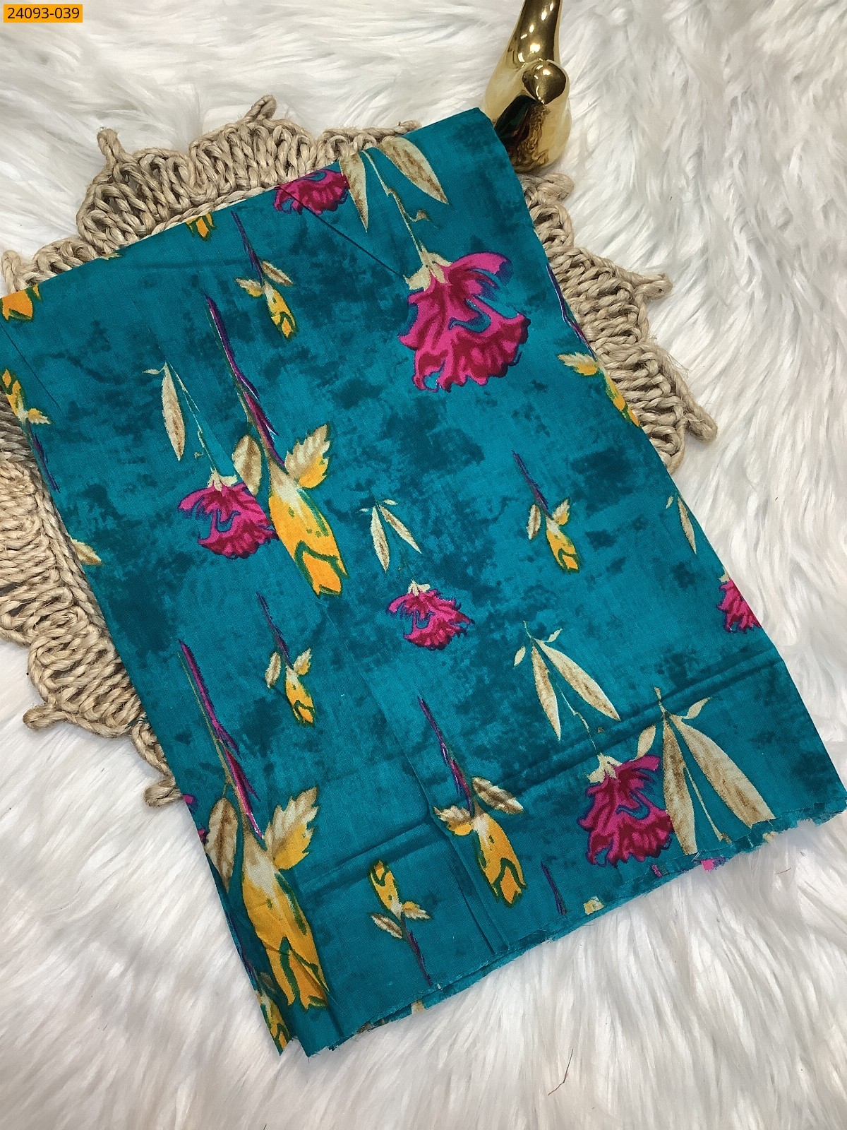 Blue Printed and brocade blouse material