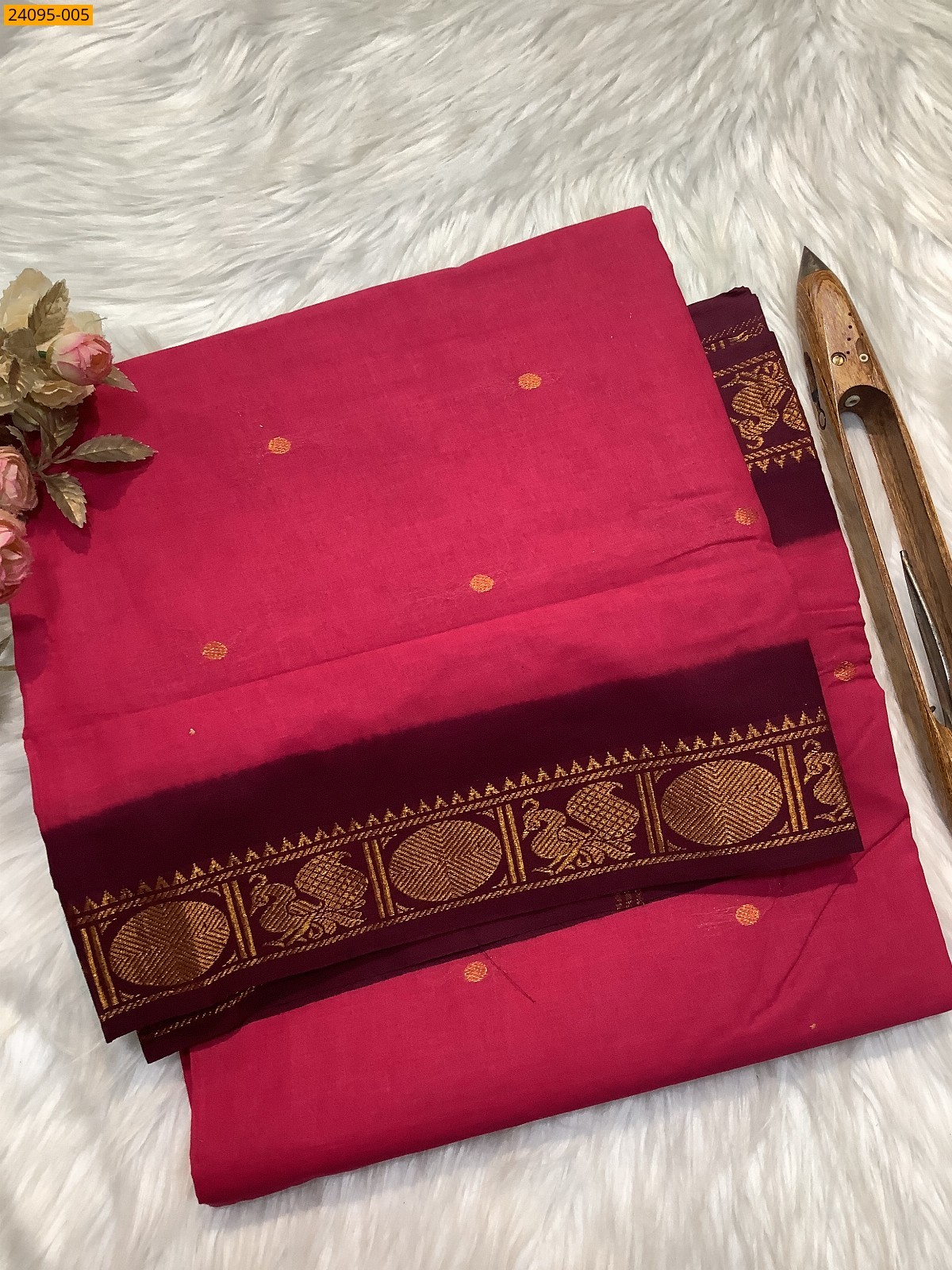 Pink Sungudi Cotton Putta Saree