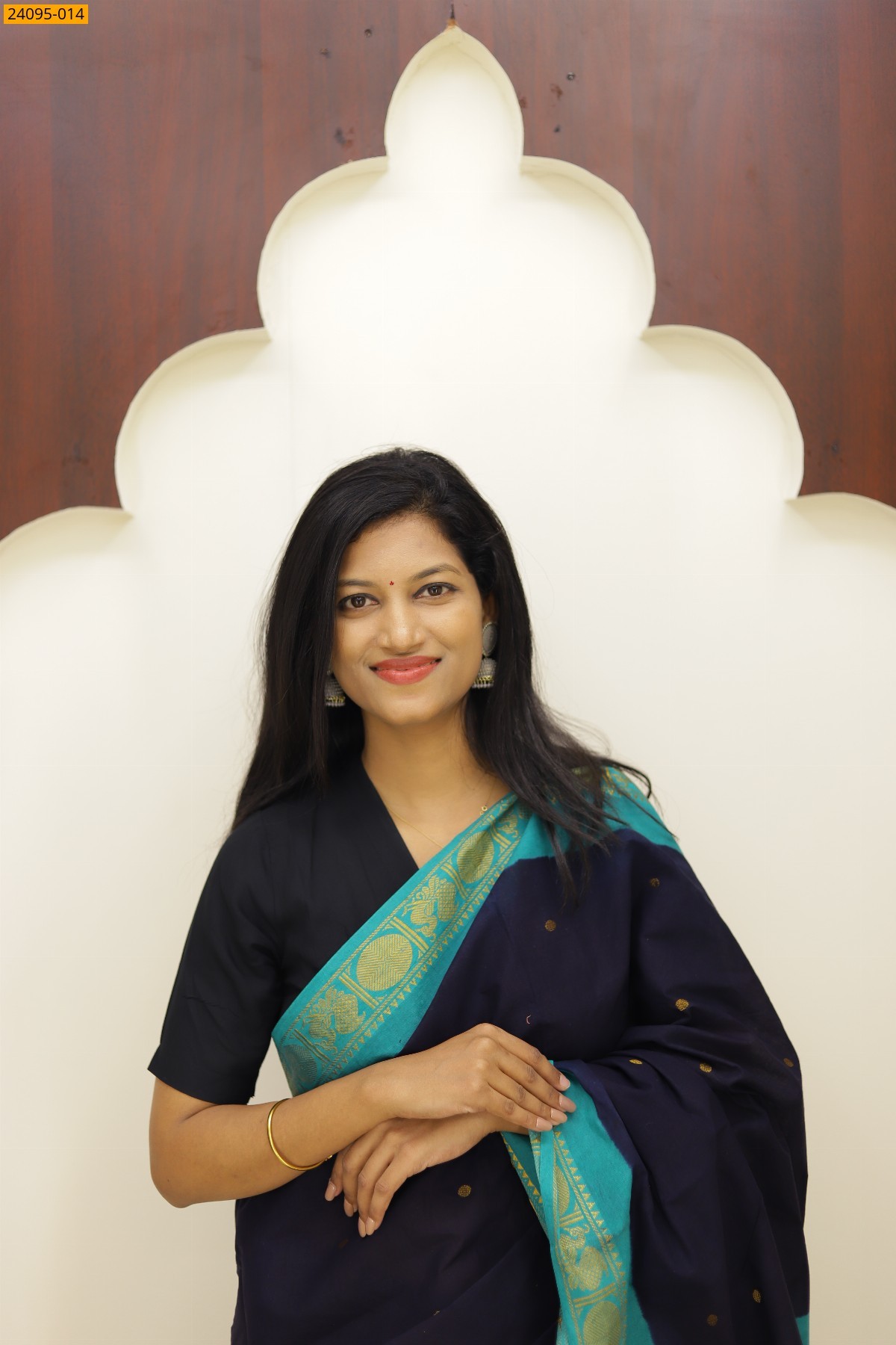 Navy Blue Sungudi Cotton Putta Saree