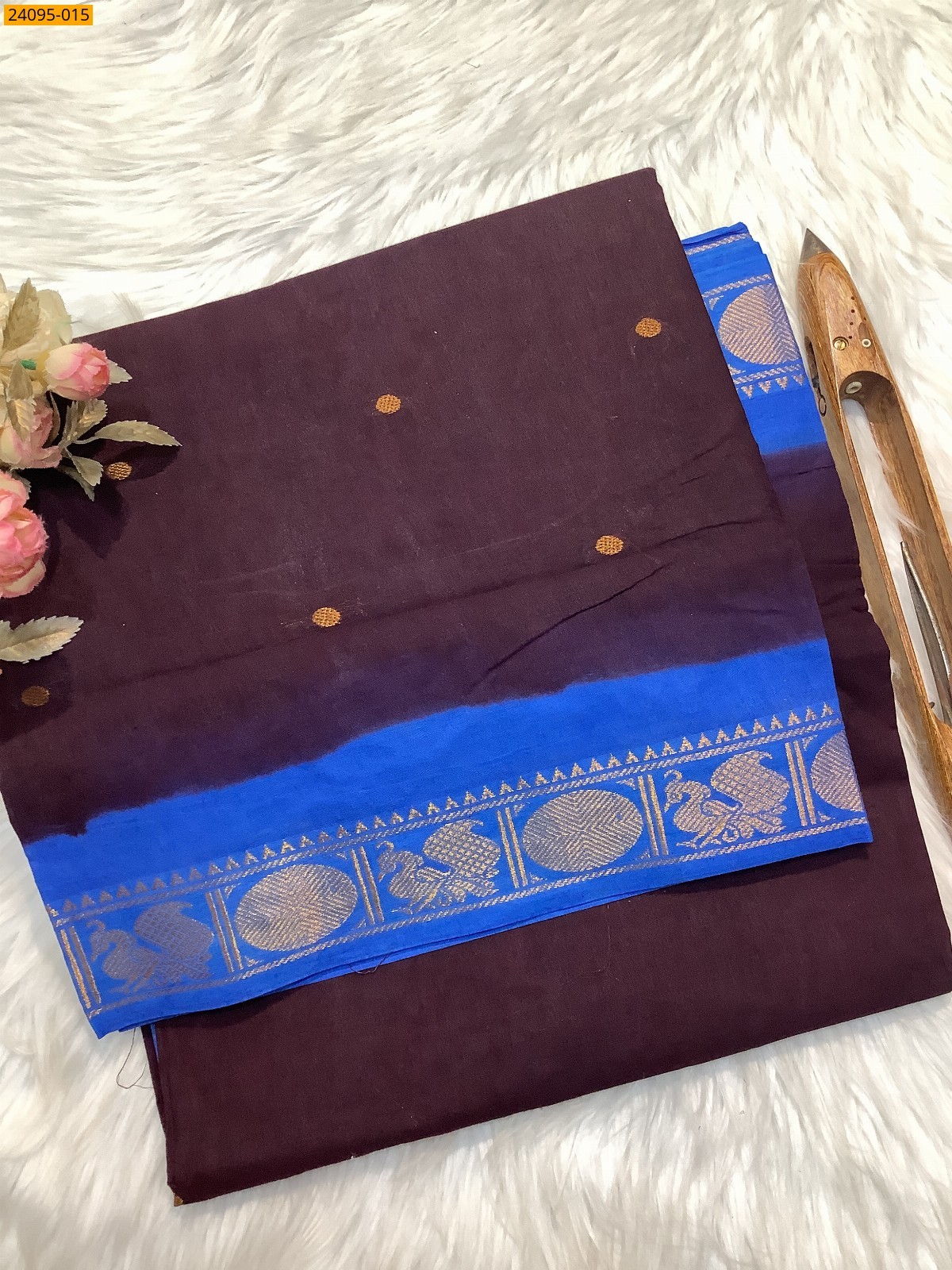 Brown Sungudi Cotton Putta Saree