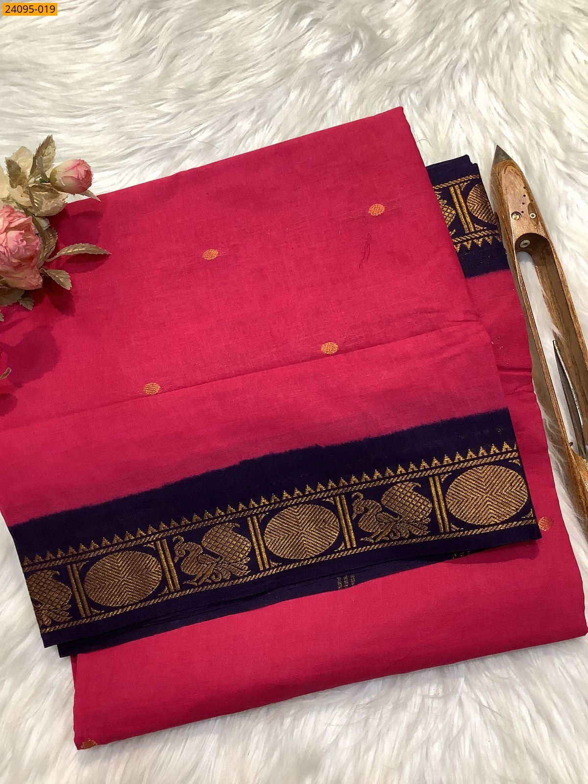 Pink Sungudi Cotton Putta Saree