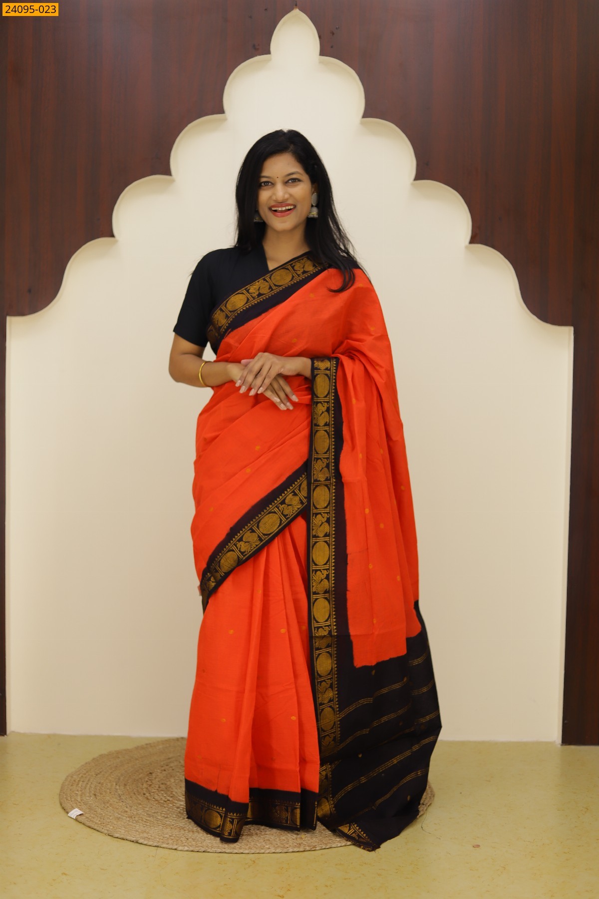Orange Sungudi Cotton Putta Saree