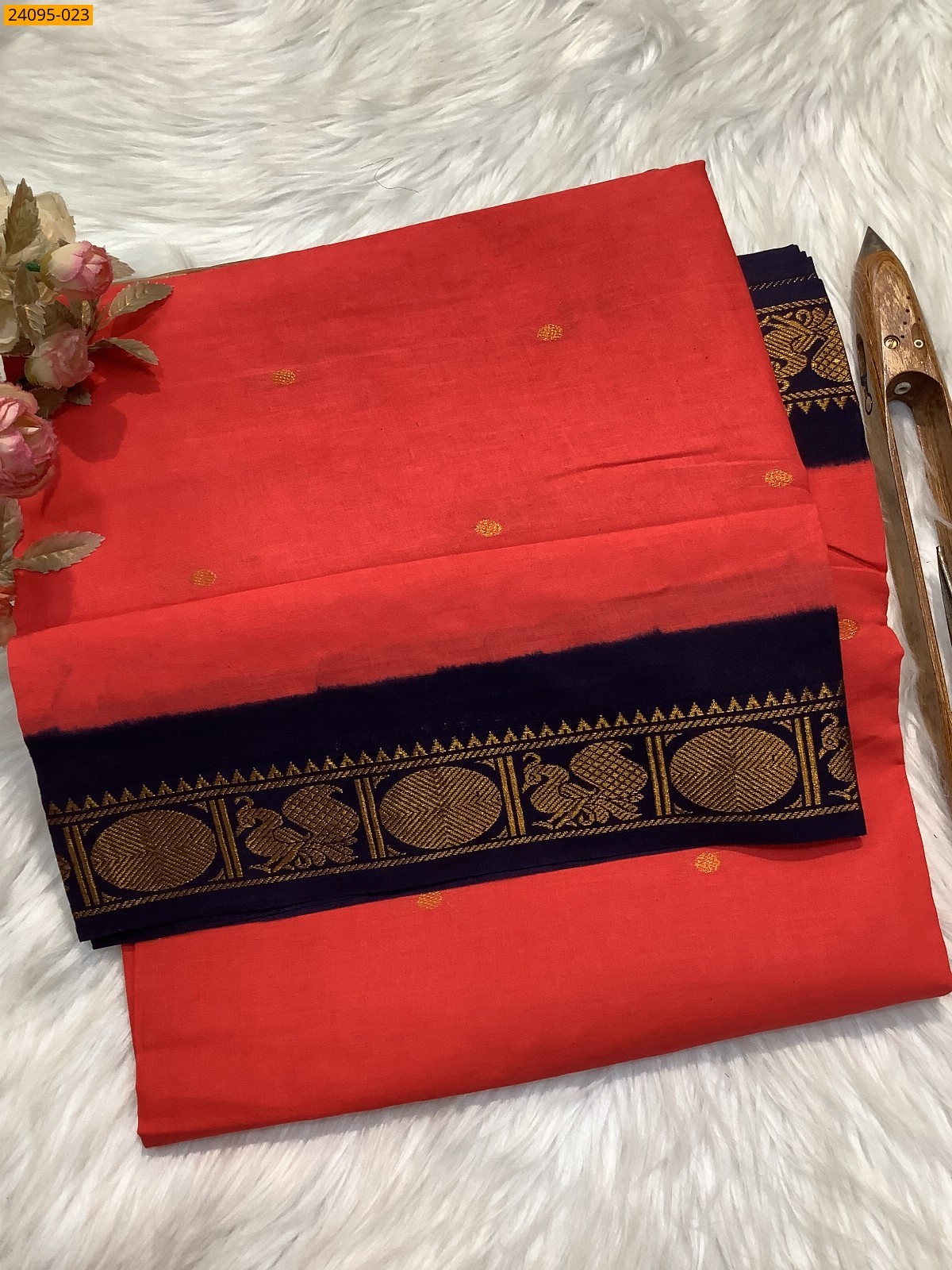 Orange Sungudi Cotton Putta Saree