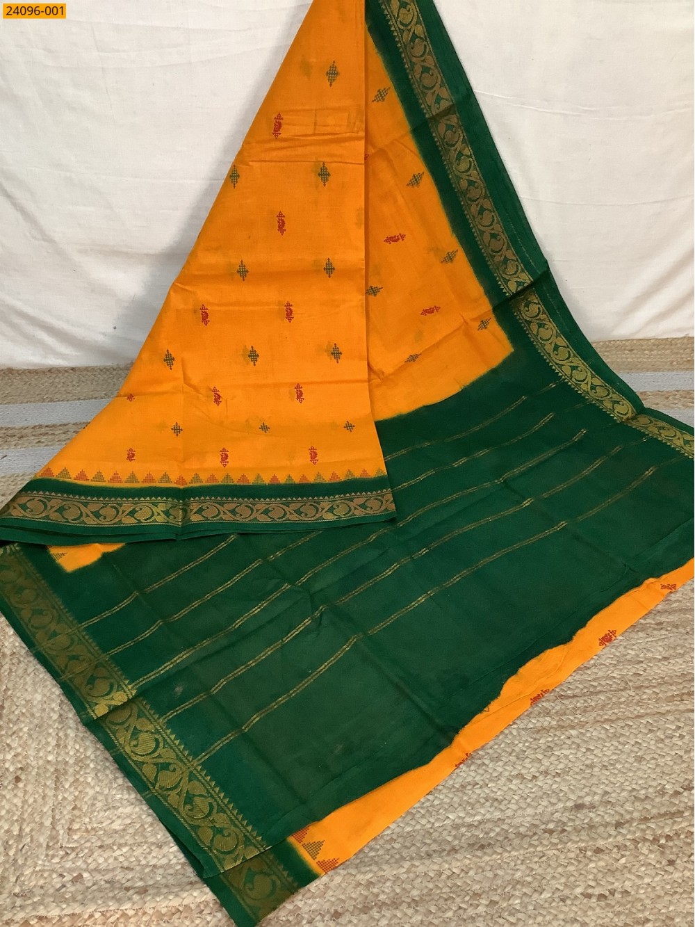 Yellow Cotton printed sarees Yellow Cotton printed sarees