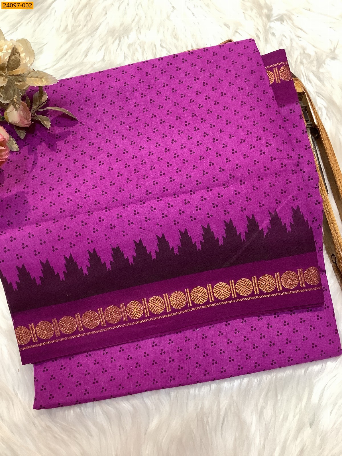 Purple Sungudi Cotton printed saree