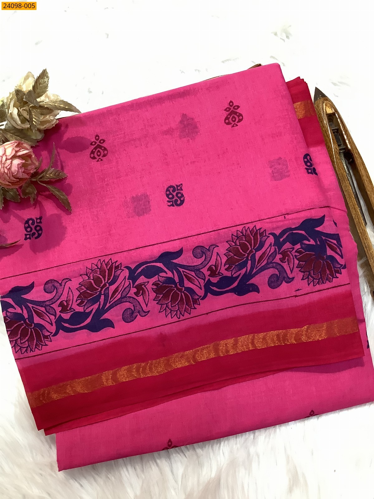 Pink Sungudi Cotton printed saree