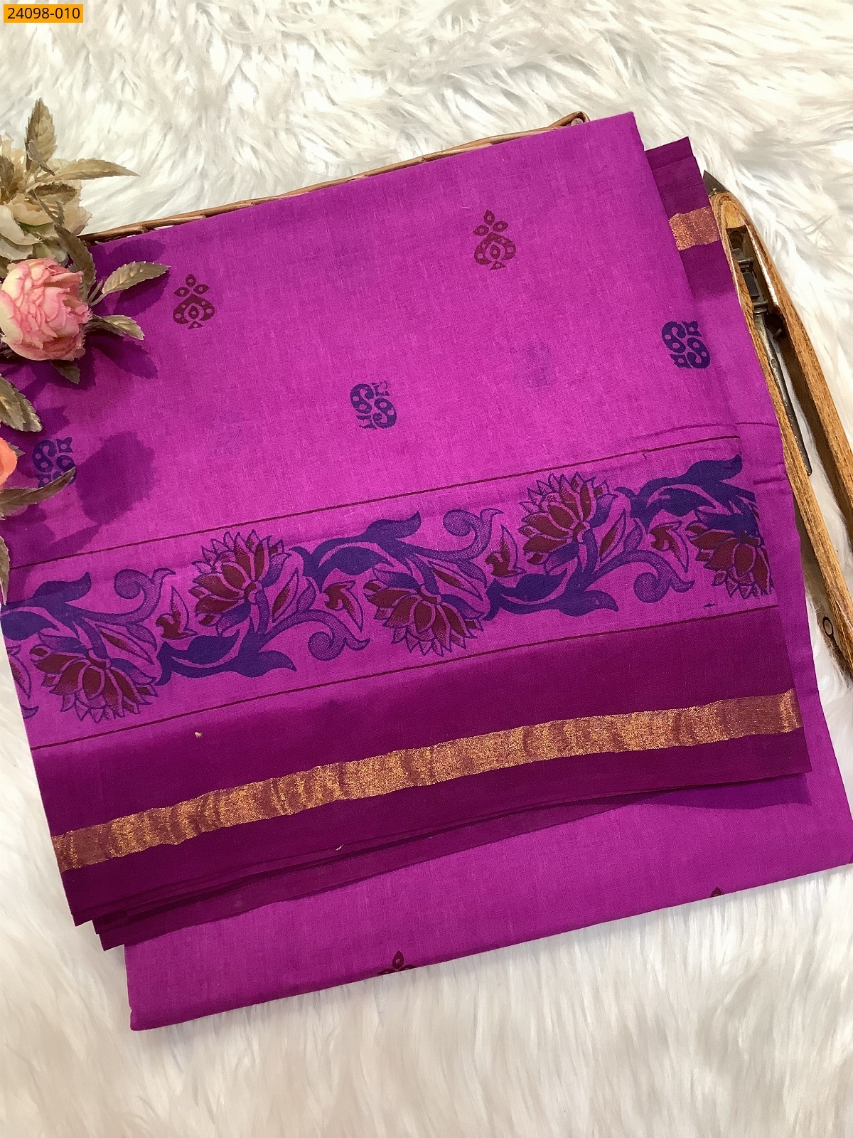 Purple Sungudi Cotton printed saree