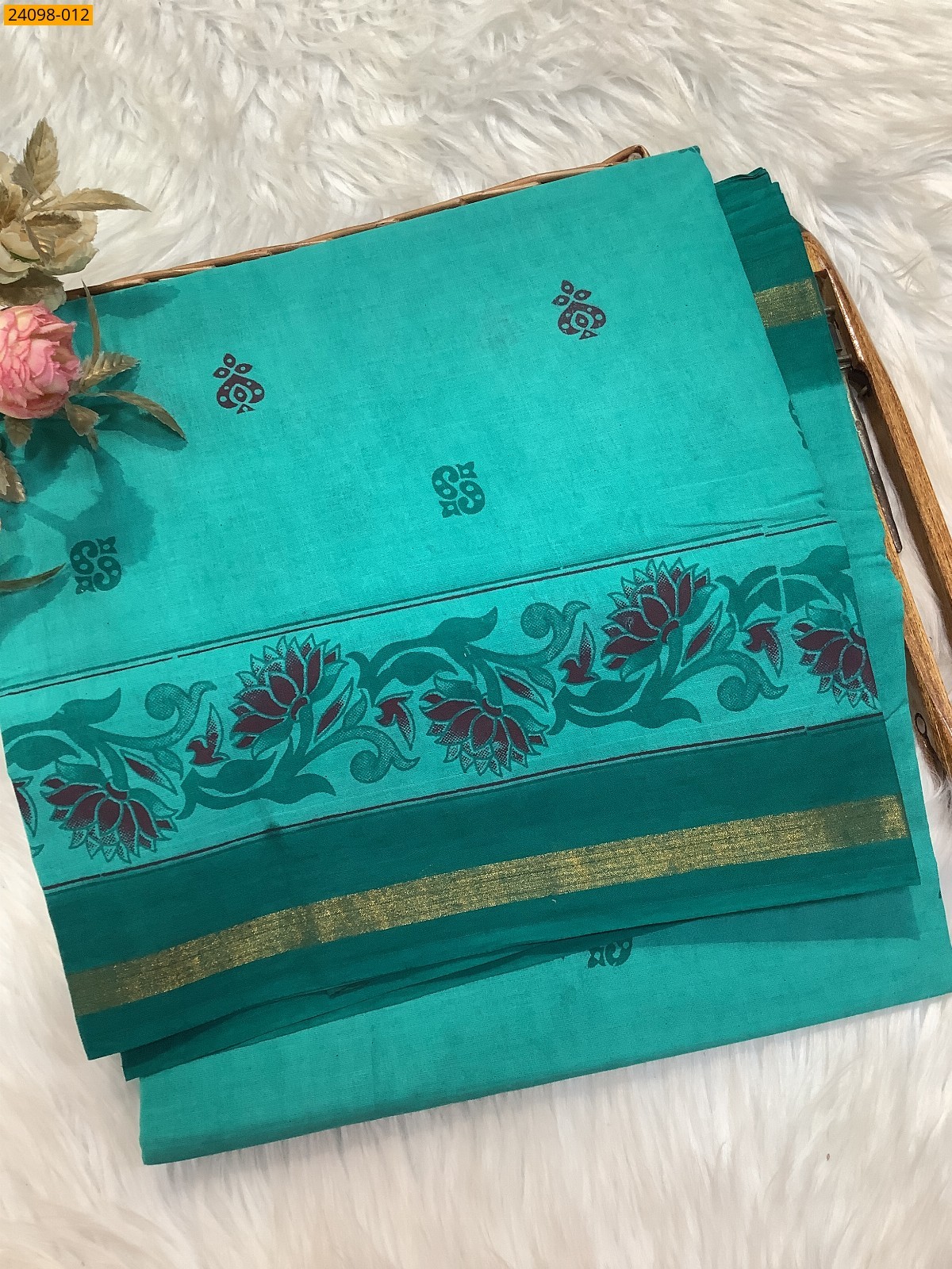 Sungudi Cotton printed saree