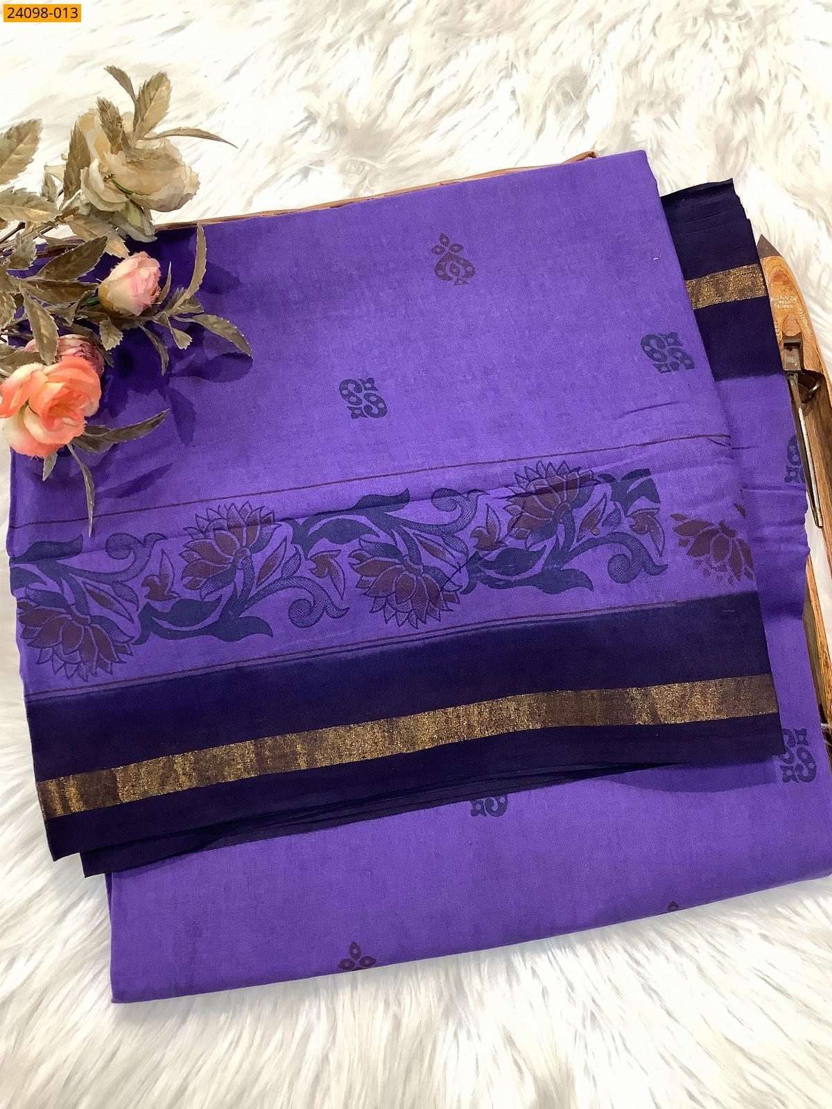 Purple Sungudi Cotton printed saree
