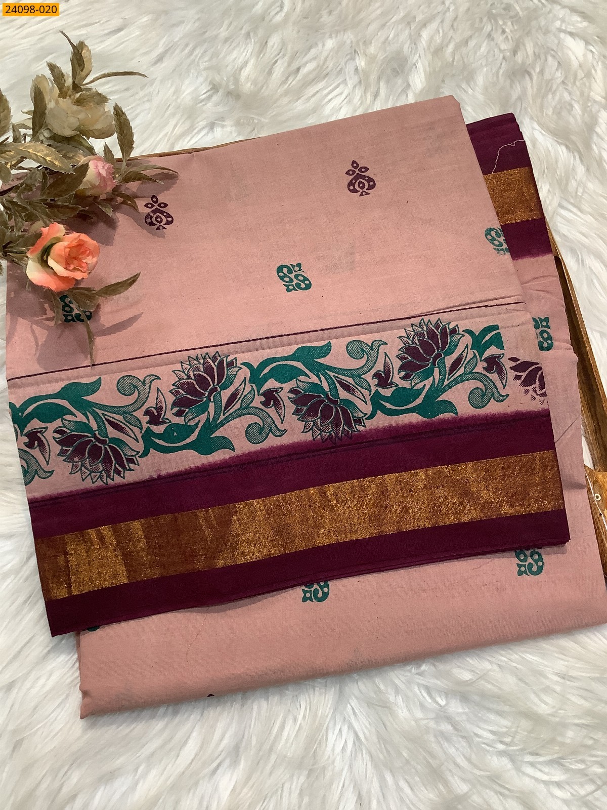 Sungudi Cotton printed saree