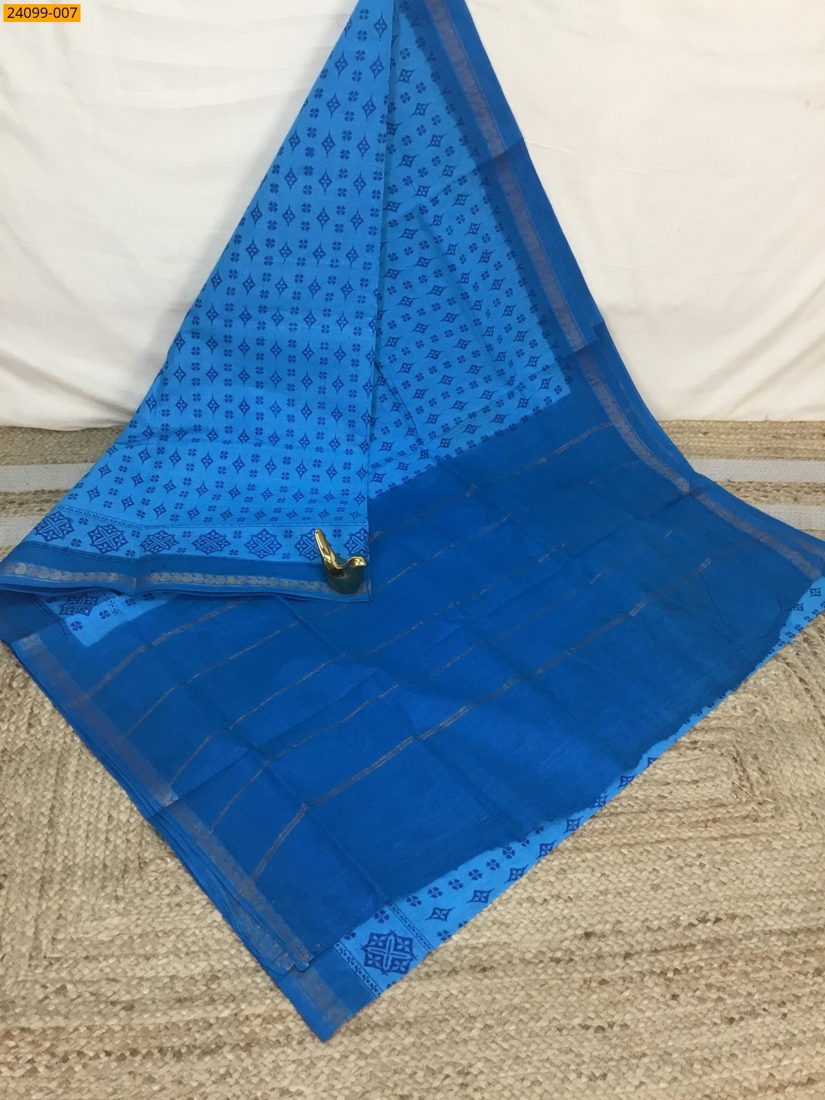 Blue Sungudi Cotton printed saree