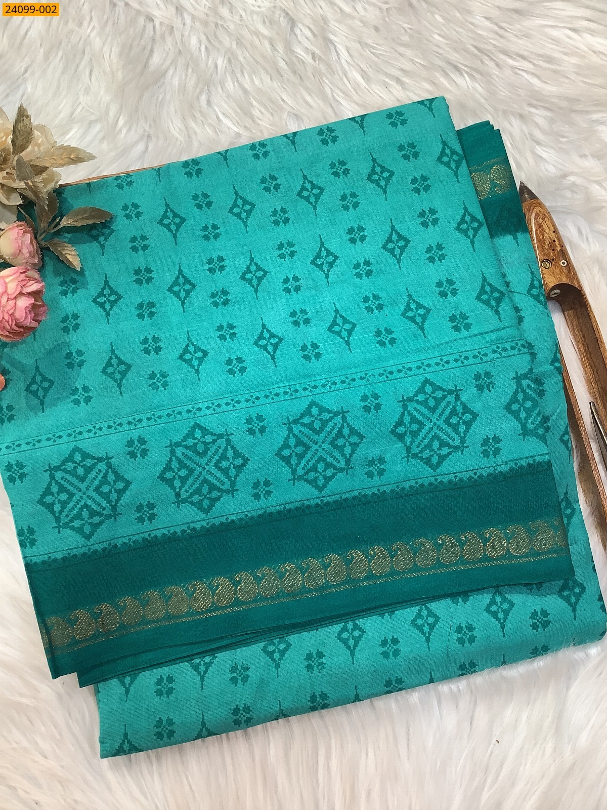 Sungudi Cotton printed saree
