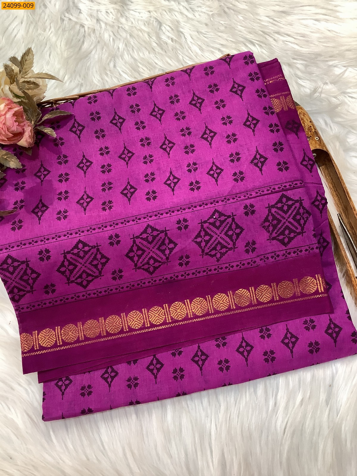 Pink Sungudi Cotton printed saree