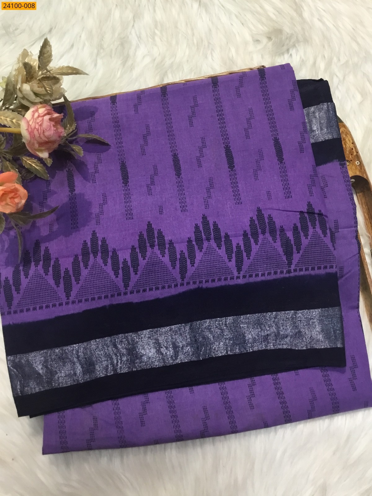 Purple Sungudi Cotton Printed Saree