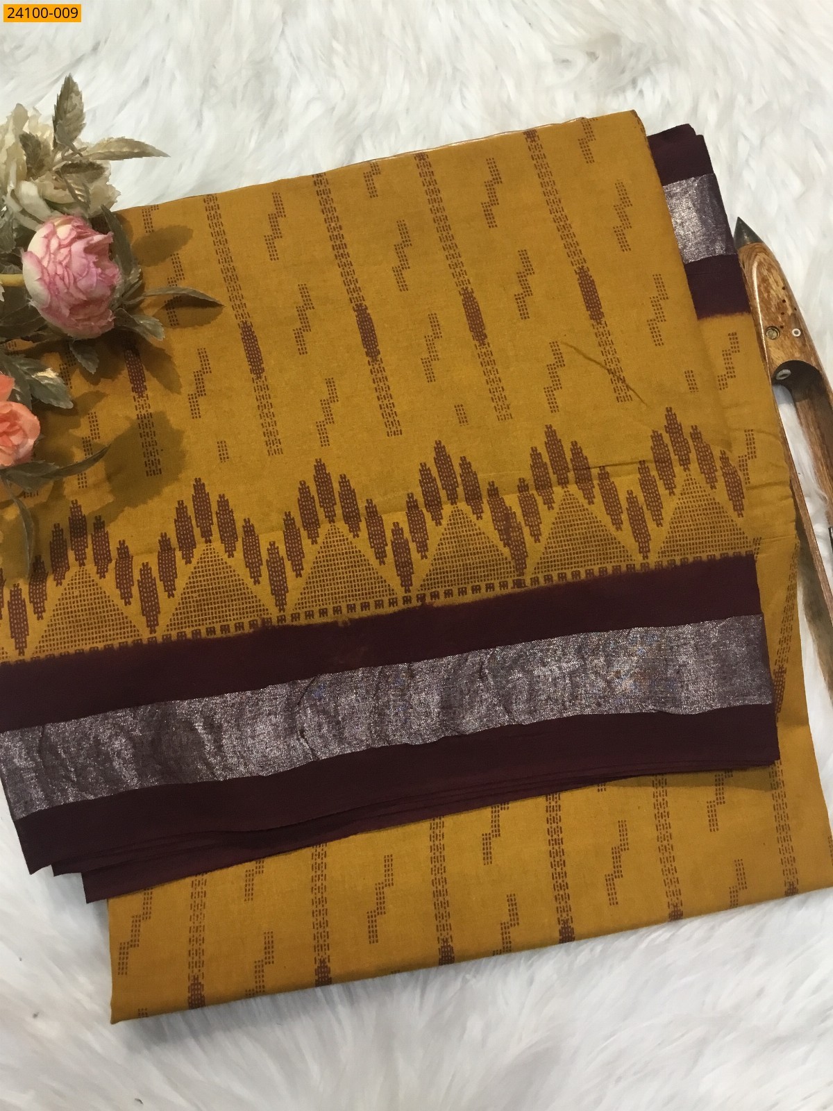 Yellow Sungudi Cotton Printed Saree