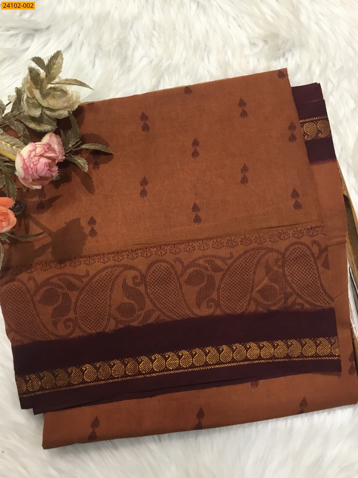 Dark Green Sungudi Cotton Printed Saree