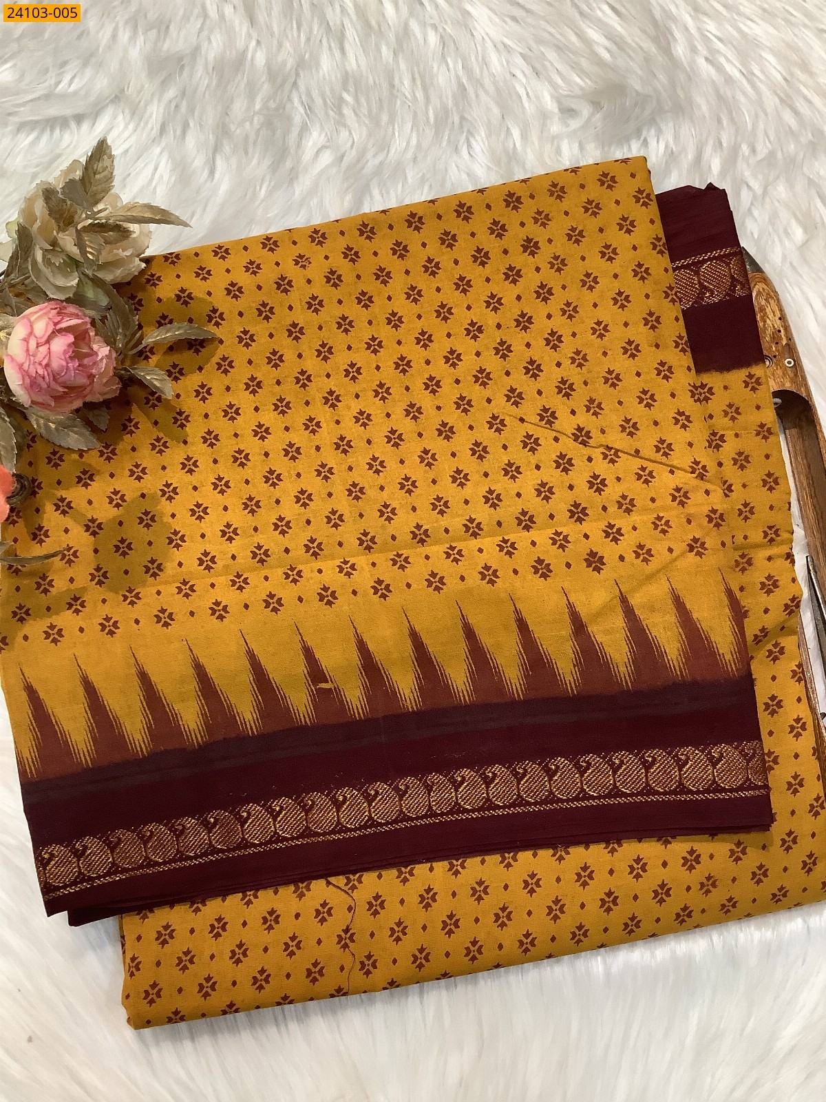 Sungudi Cotton Printed Saree