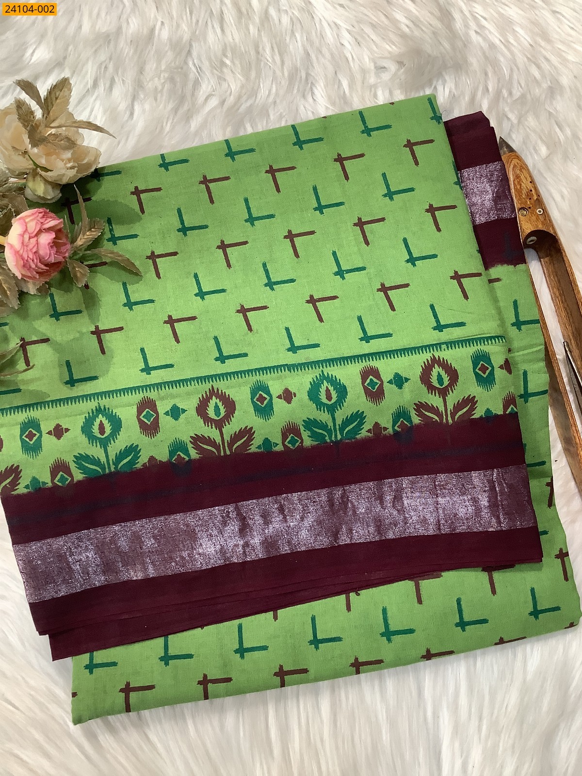 Green Sungudi Cotton Printed Saree
