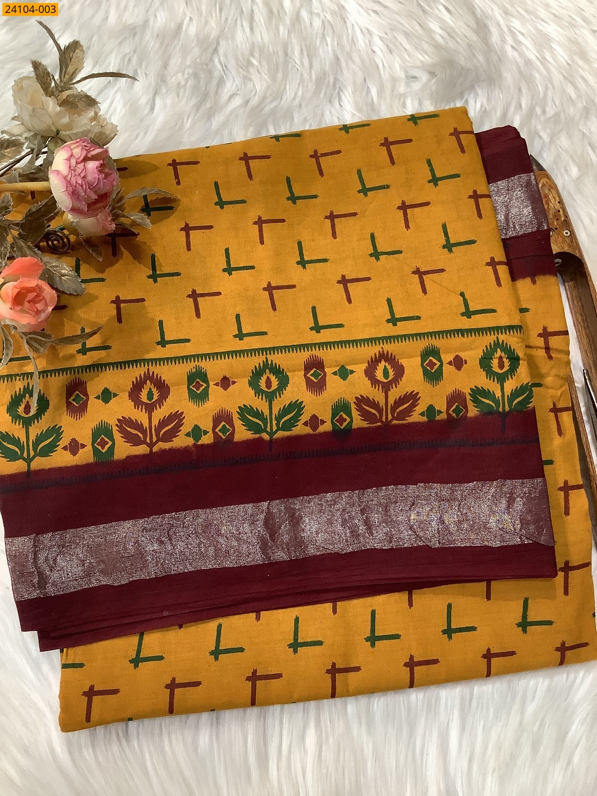Sungudi Cotton Printed Saree
