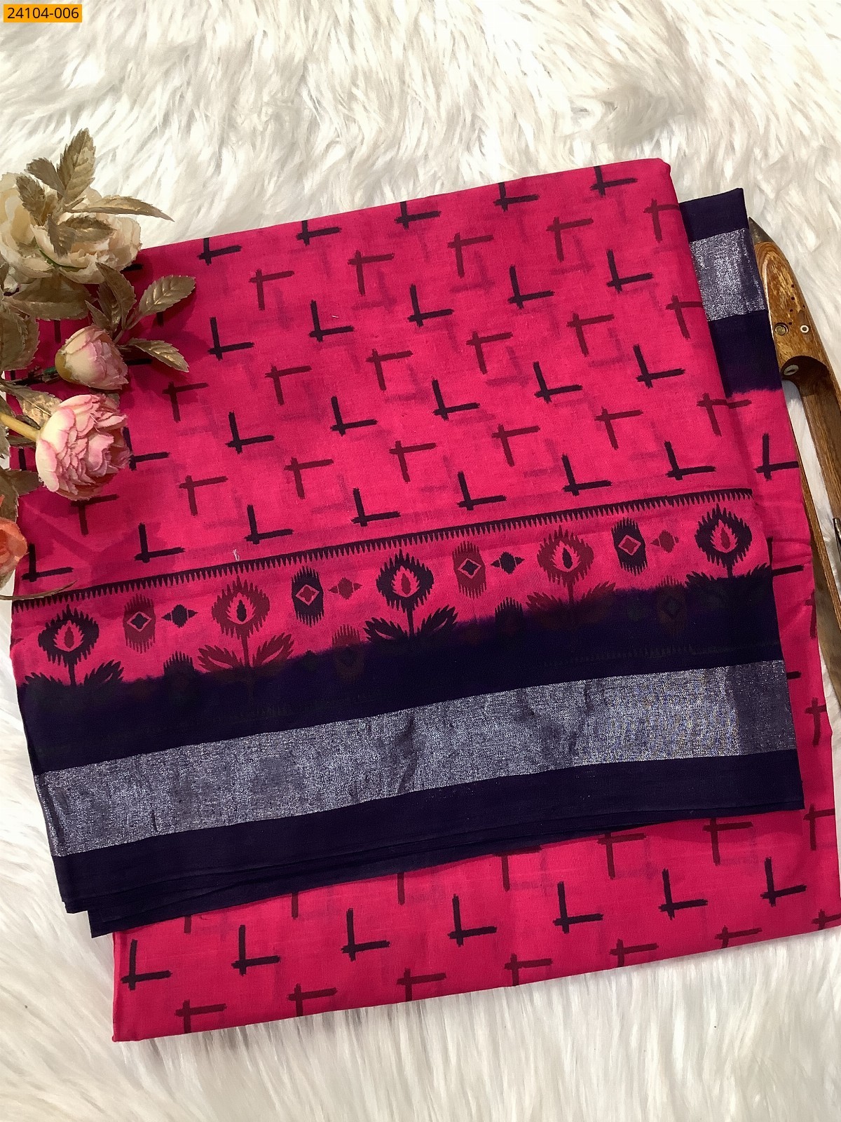 Pink Sungudi Cotton Printed Saree