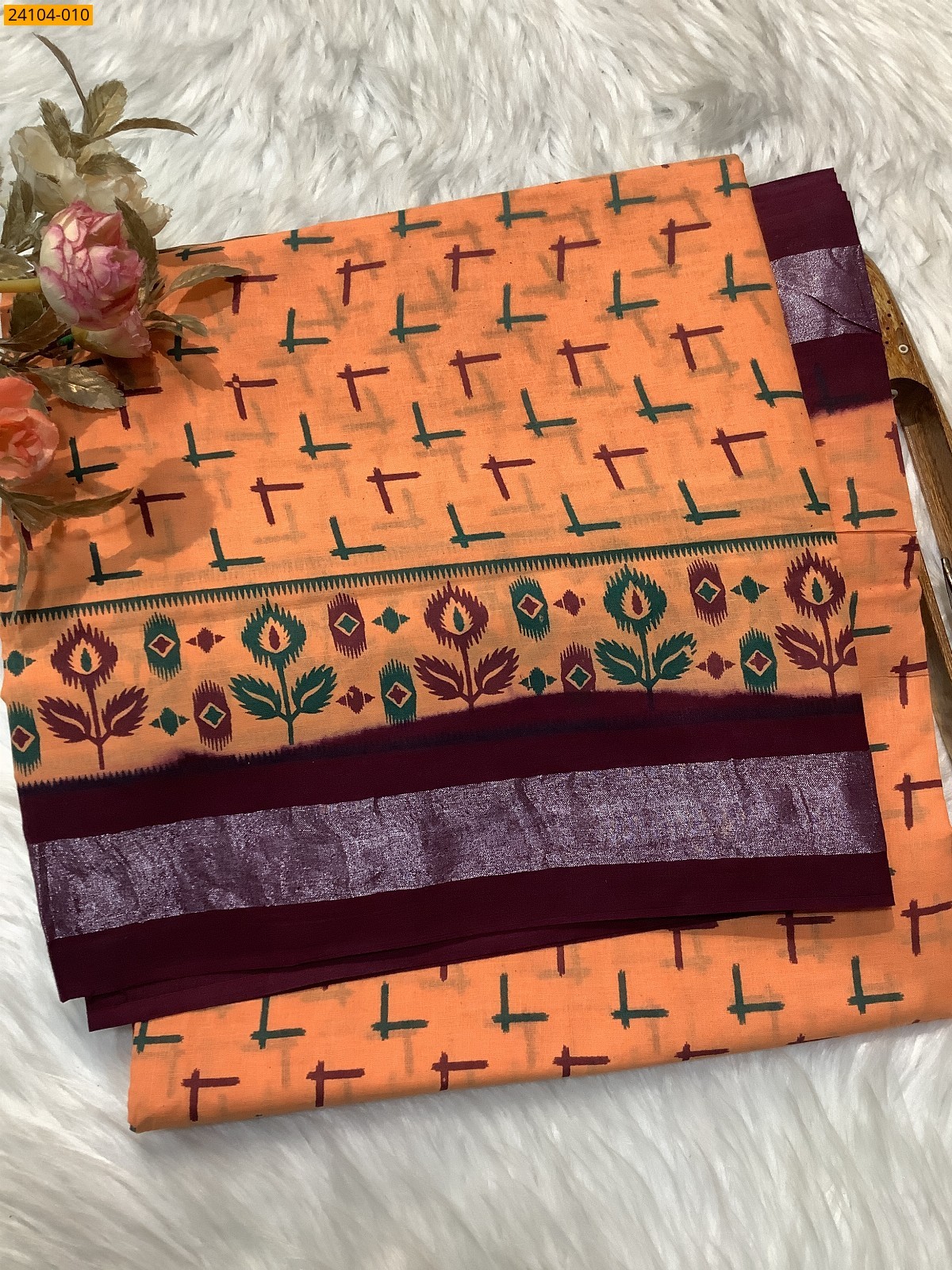 Sungudi Cotton Printed Saree