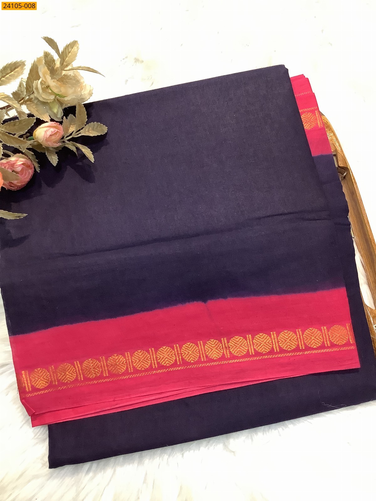 Navy Blue Sungudi Cotton Saree