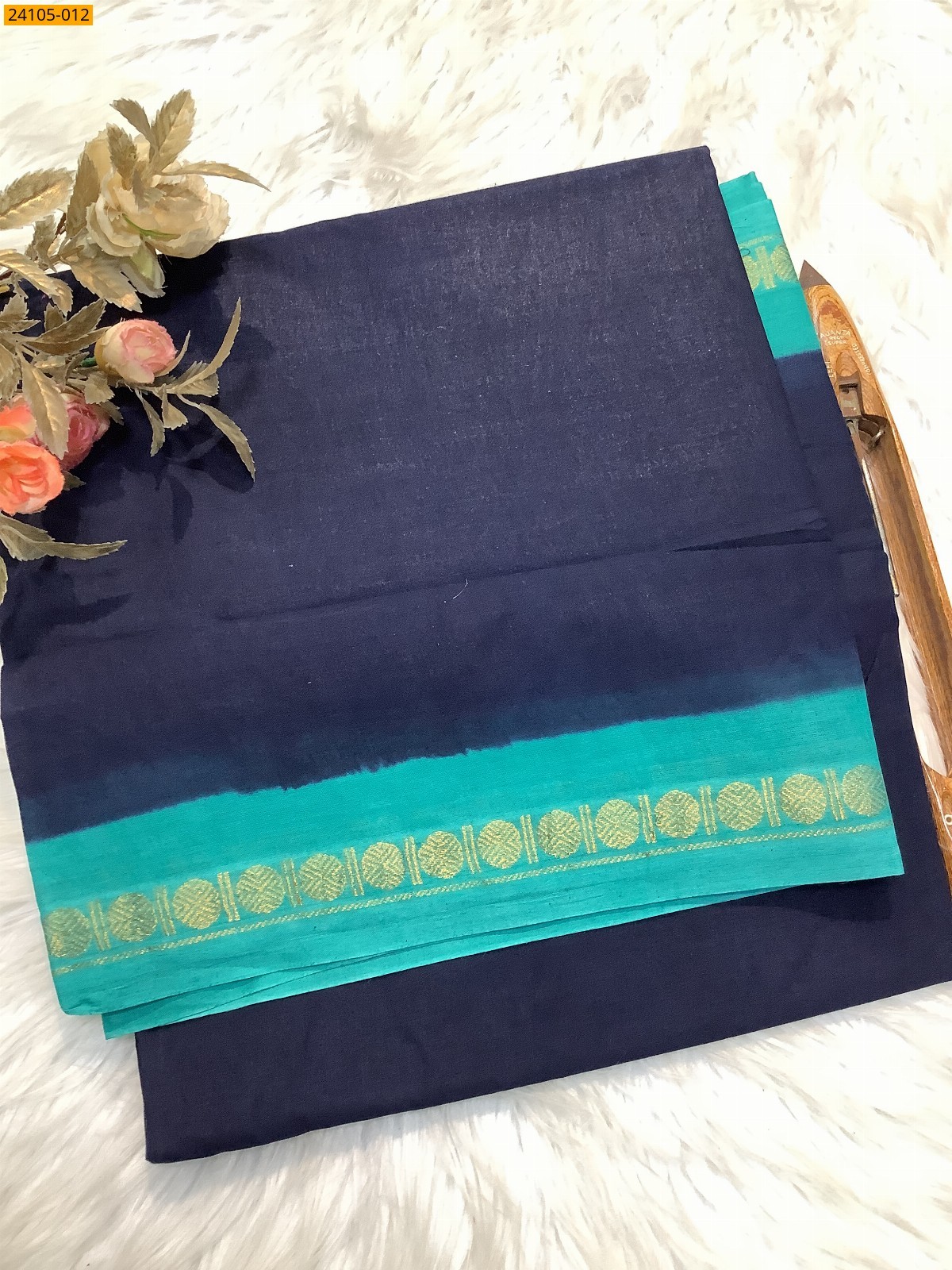 Navy Blue Sungudi Cotton Saree