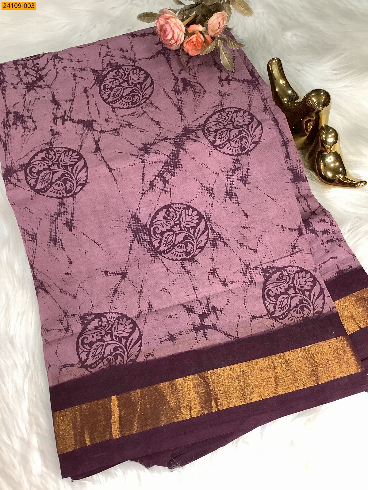 Onion Pink Sungudi Cotton printed saree