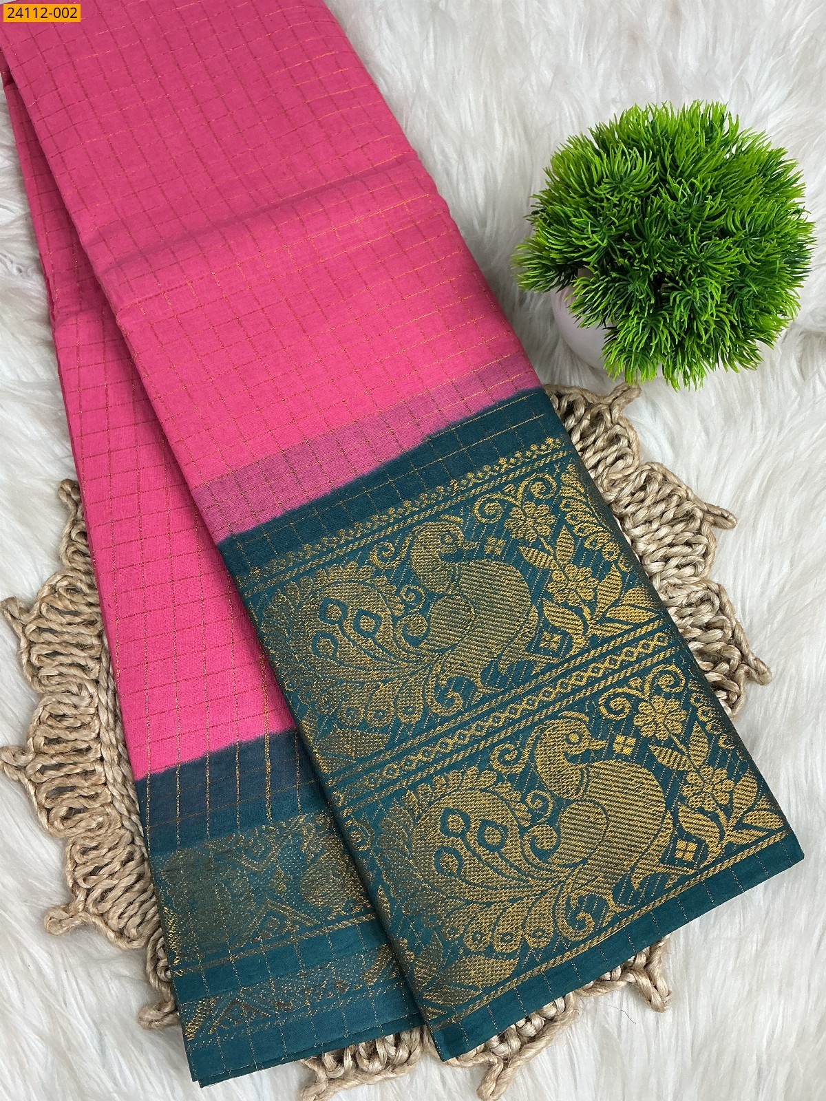 Rose Sungudi Cotton zari kattam Sarees