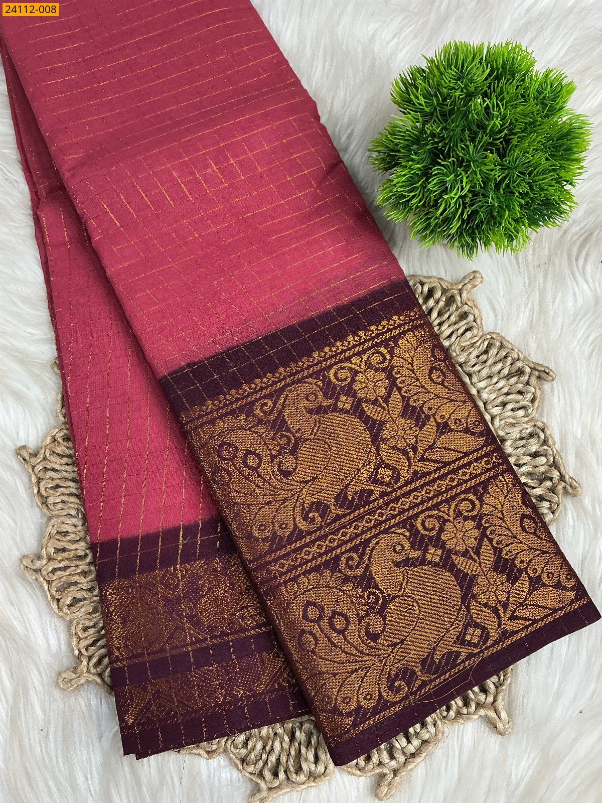 Sungudi Cotton zari kattam Sarees