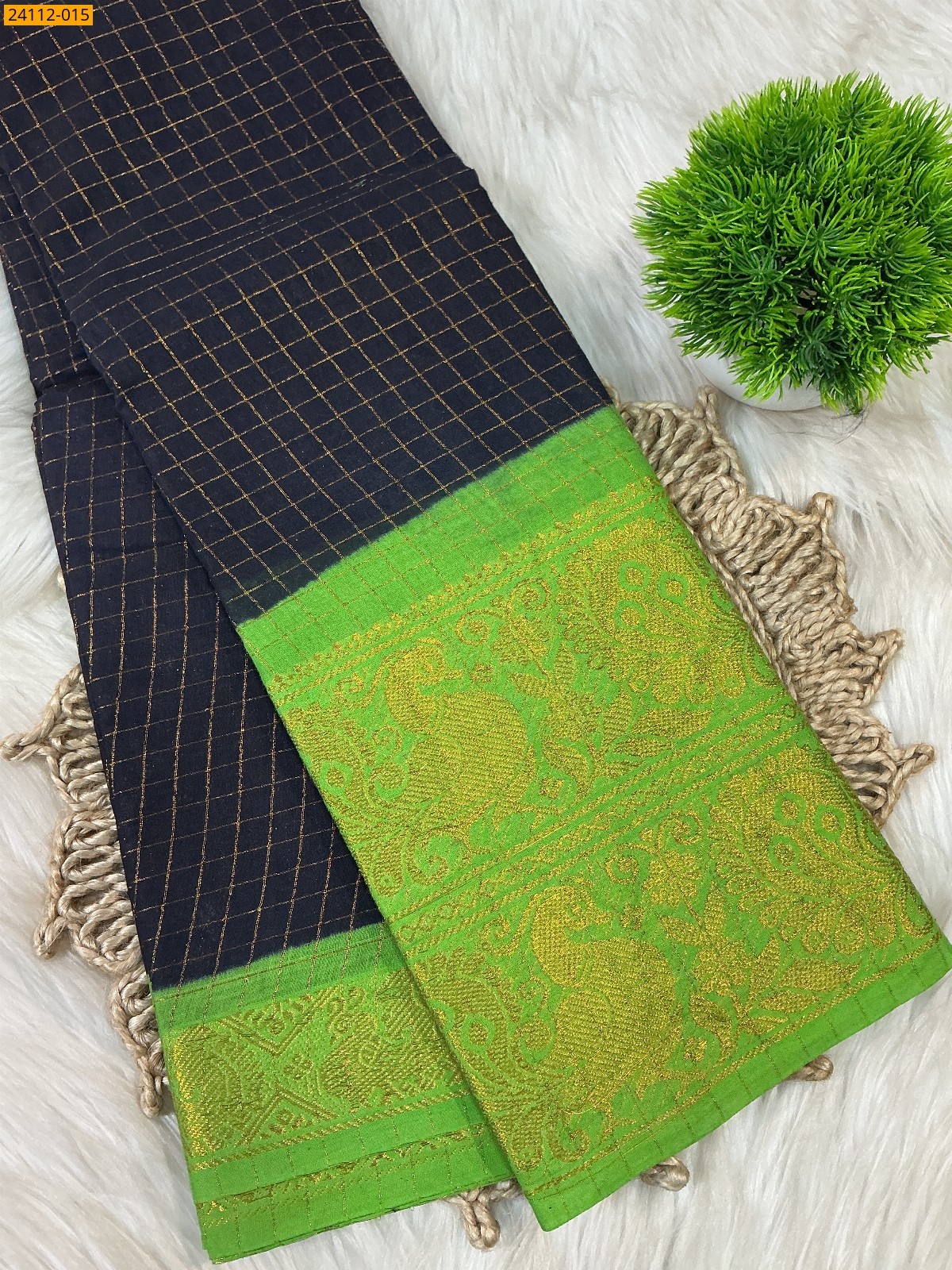 Navy Blue Sungudi Cotton zari kattam Sarees
