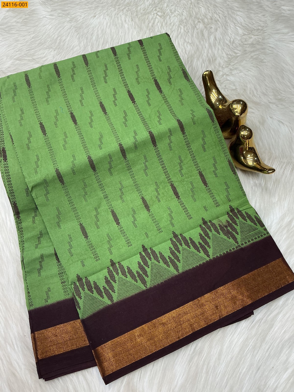 Green Sungudi Cotton Printed Saree