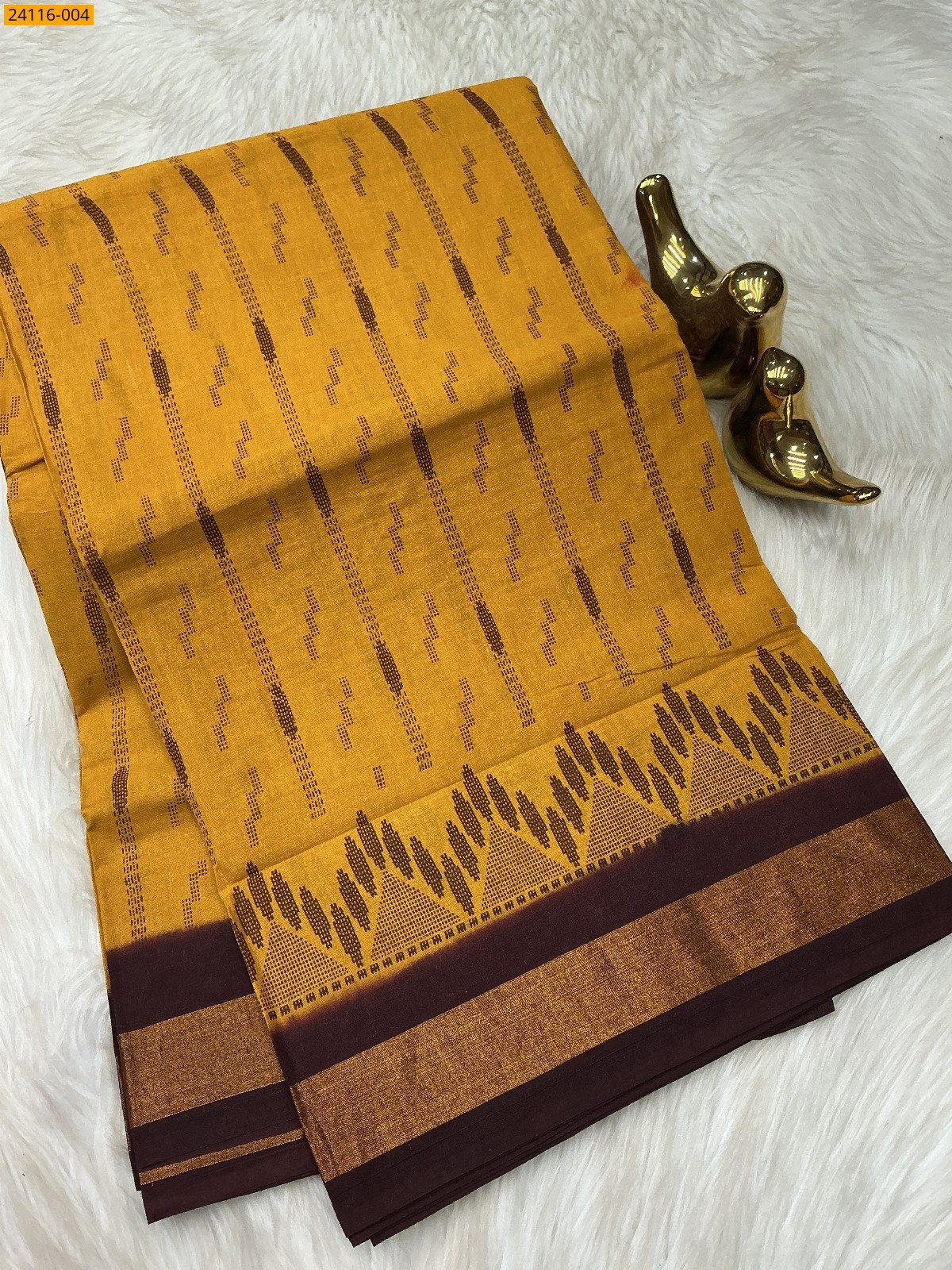 Yellow Sungudi Cotton Printed Saree