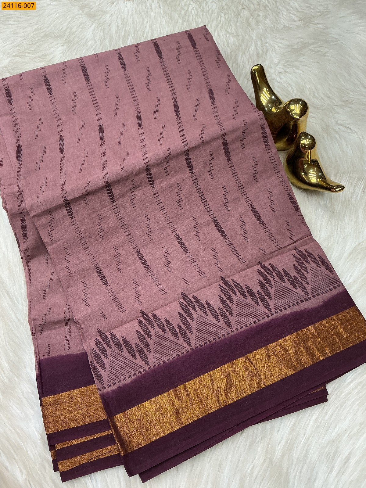 Onion Pink Sungudi Cotton Printed Saree
