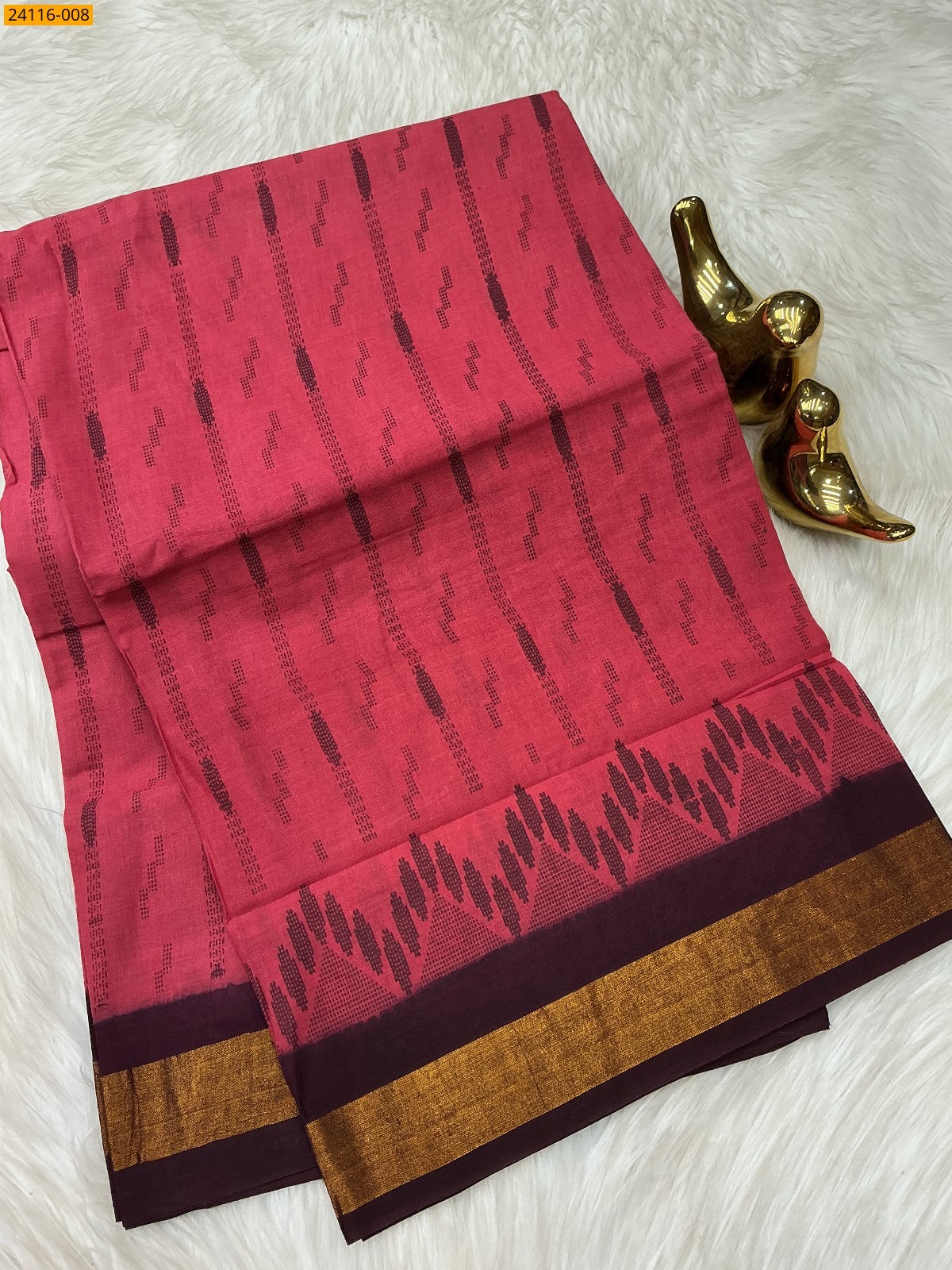 Pink Sungudi Cotton Printed Saree