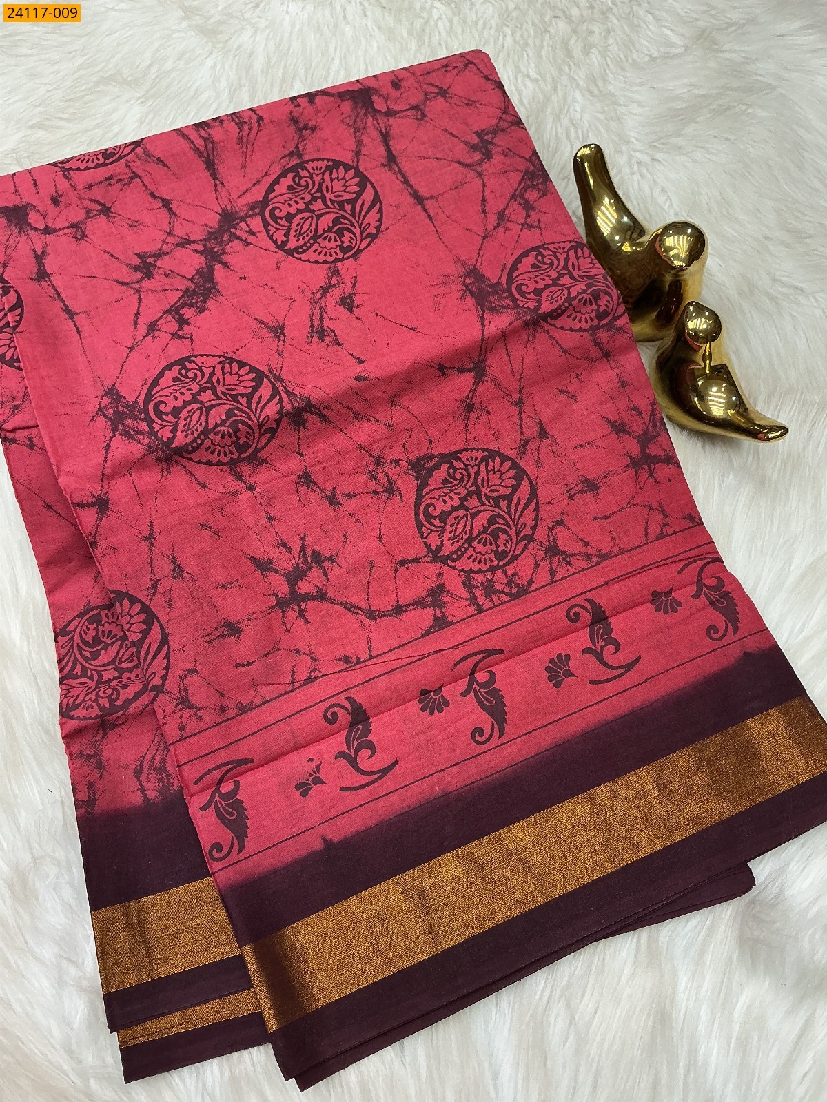 Pink Sungudi Cotton printed saree