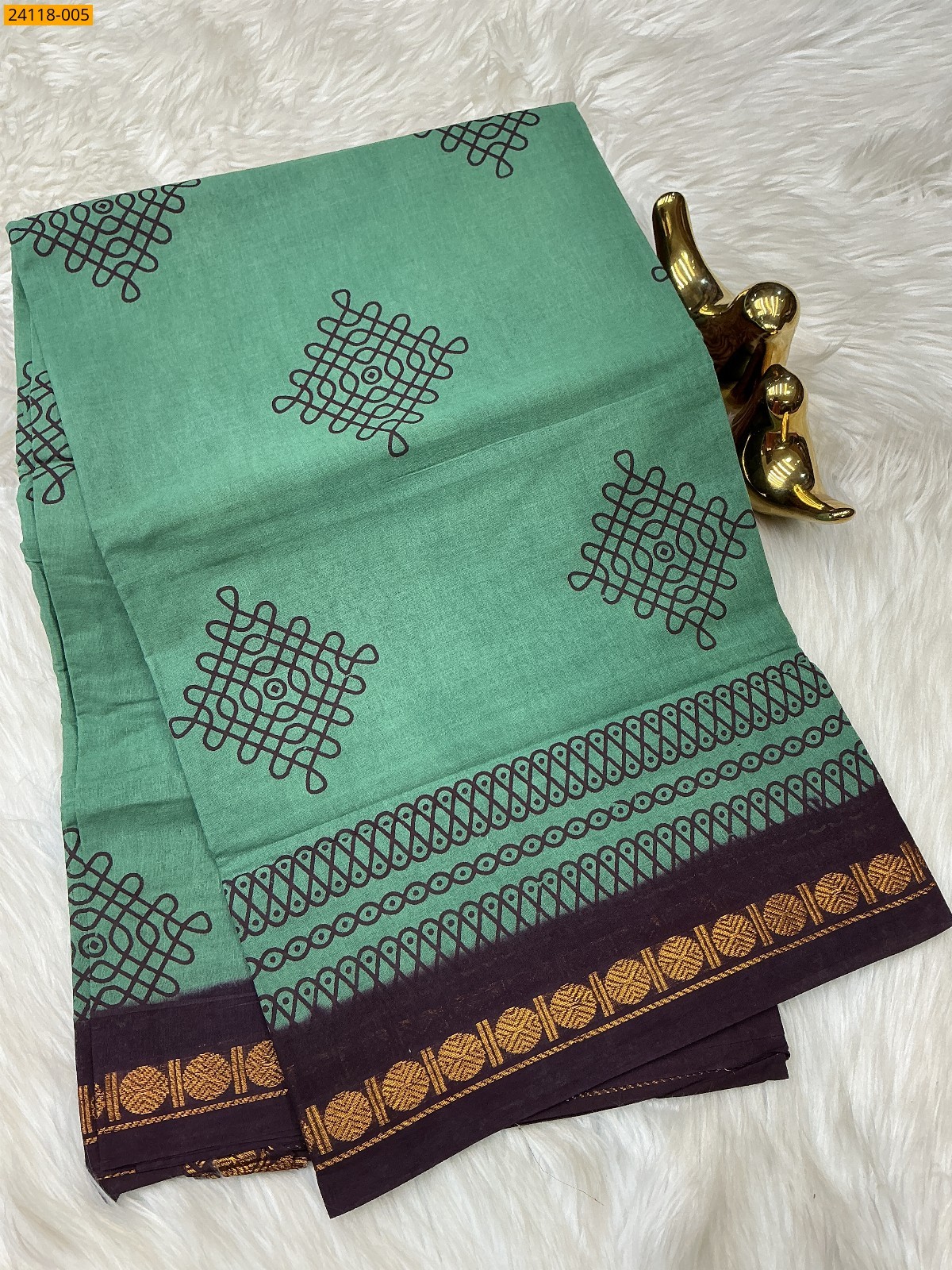 Green Sungudi Cotton Printed Saree