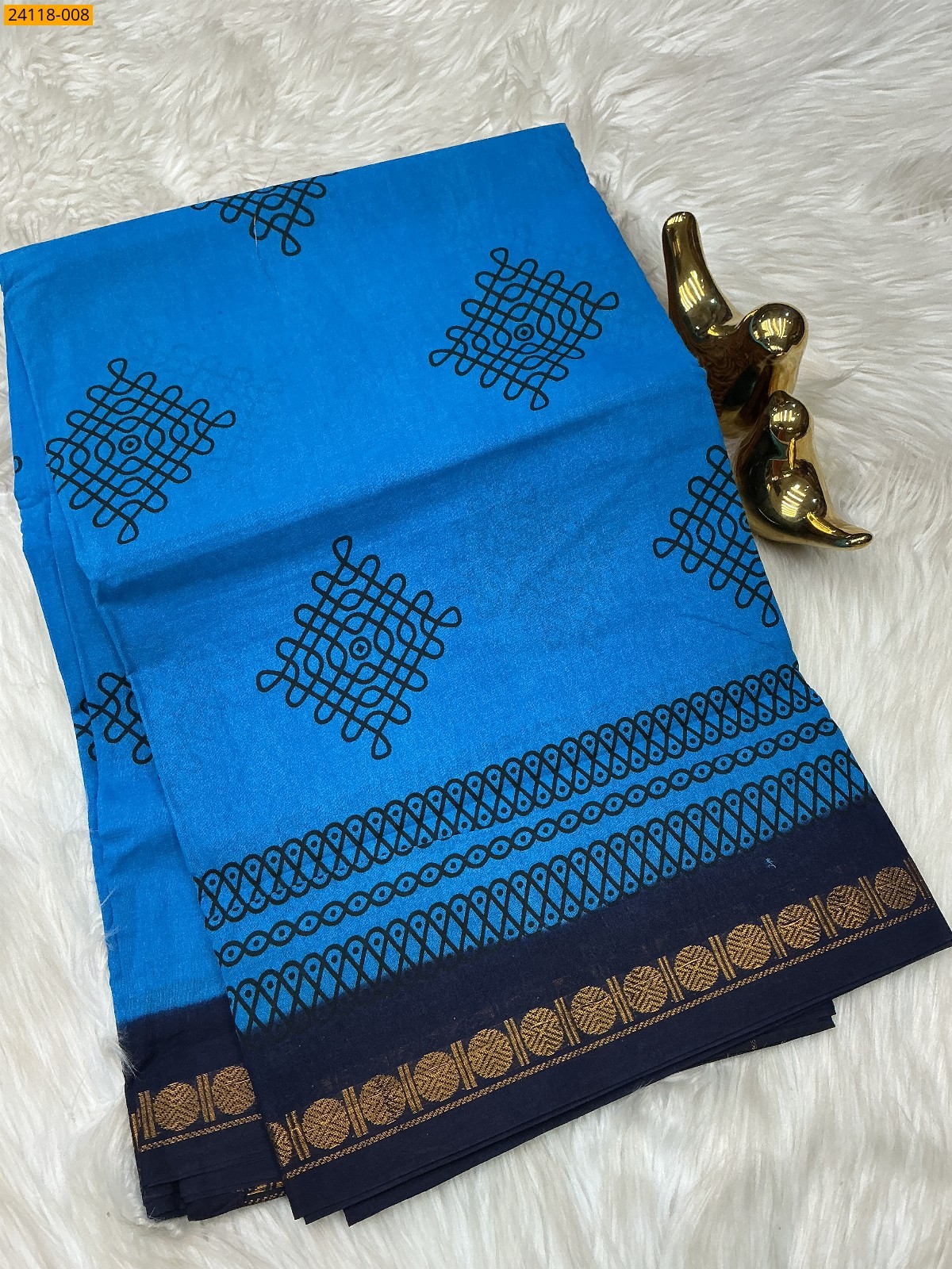 Sungudi Cotton Printed Saree