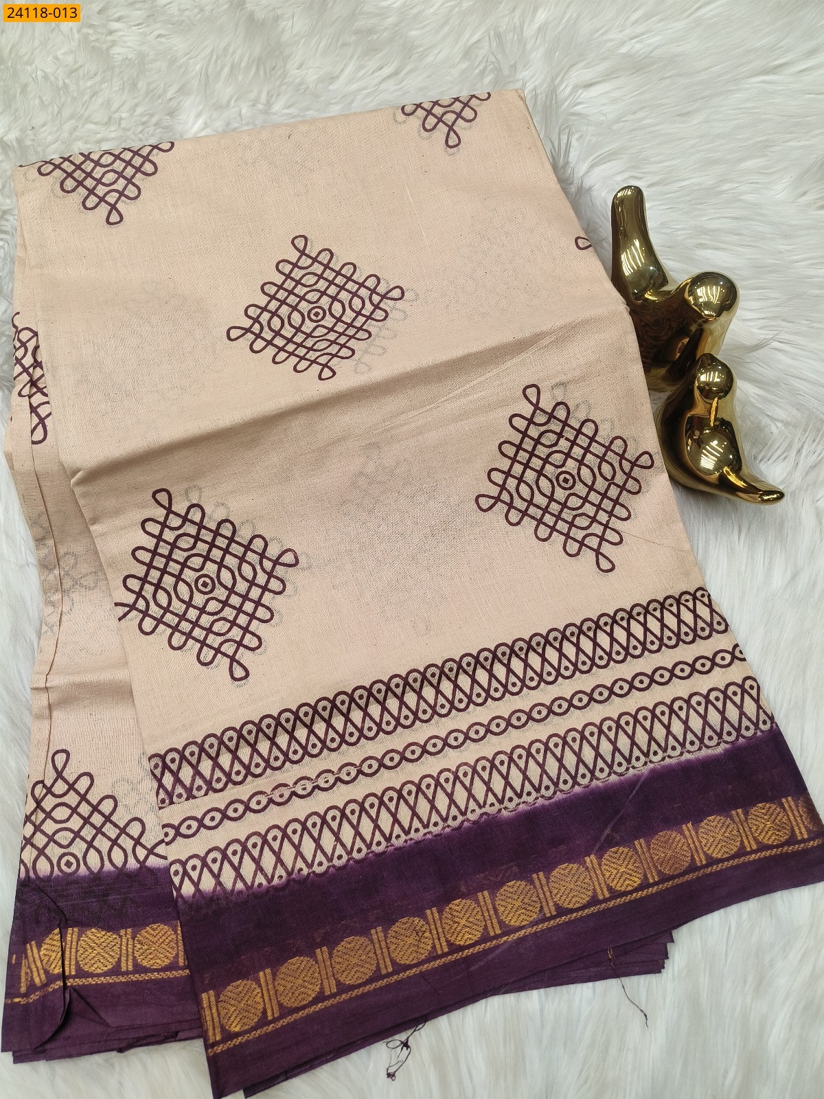 Sungudi Cotton Printed Saree