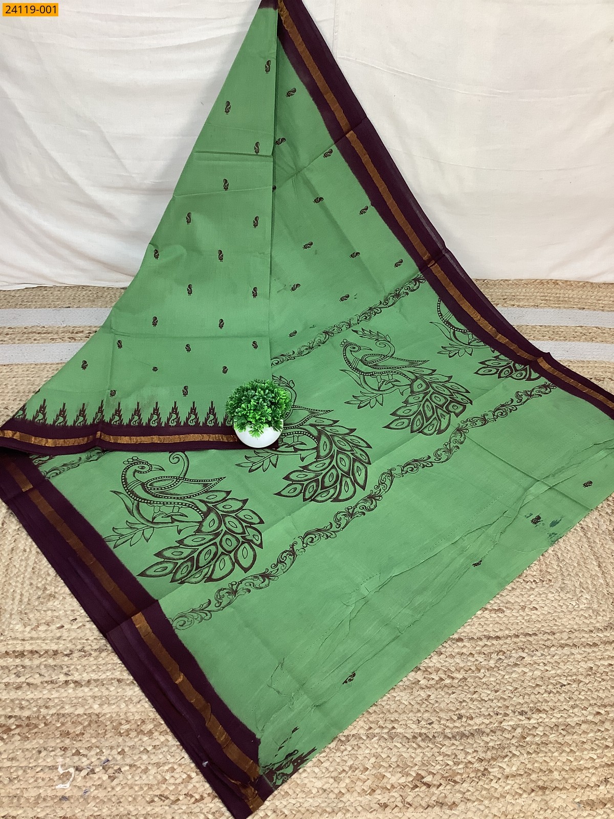 Light Pink Sungudi Cotton Printed Saree
