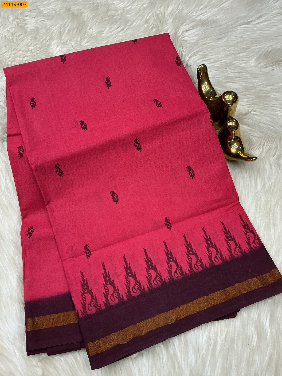 Sungudi Cotton Printed Saree