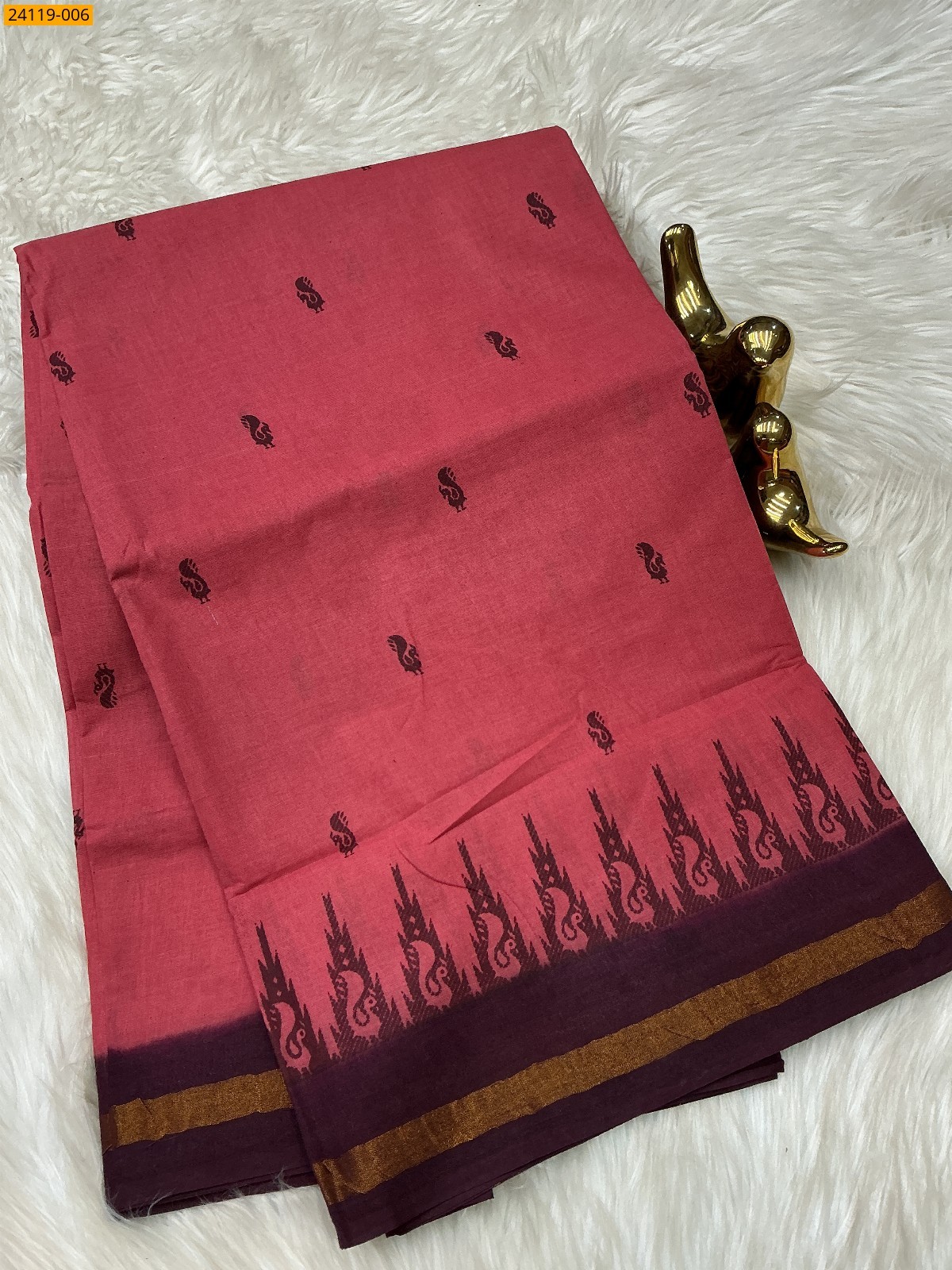 Sungudi Cotton Printed Saree