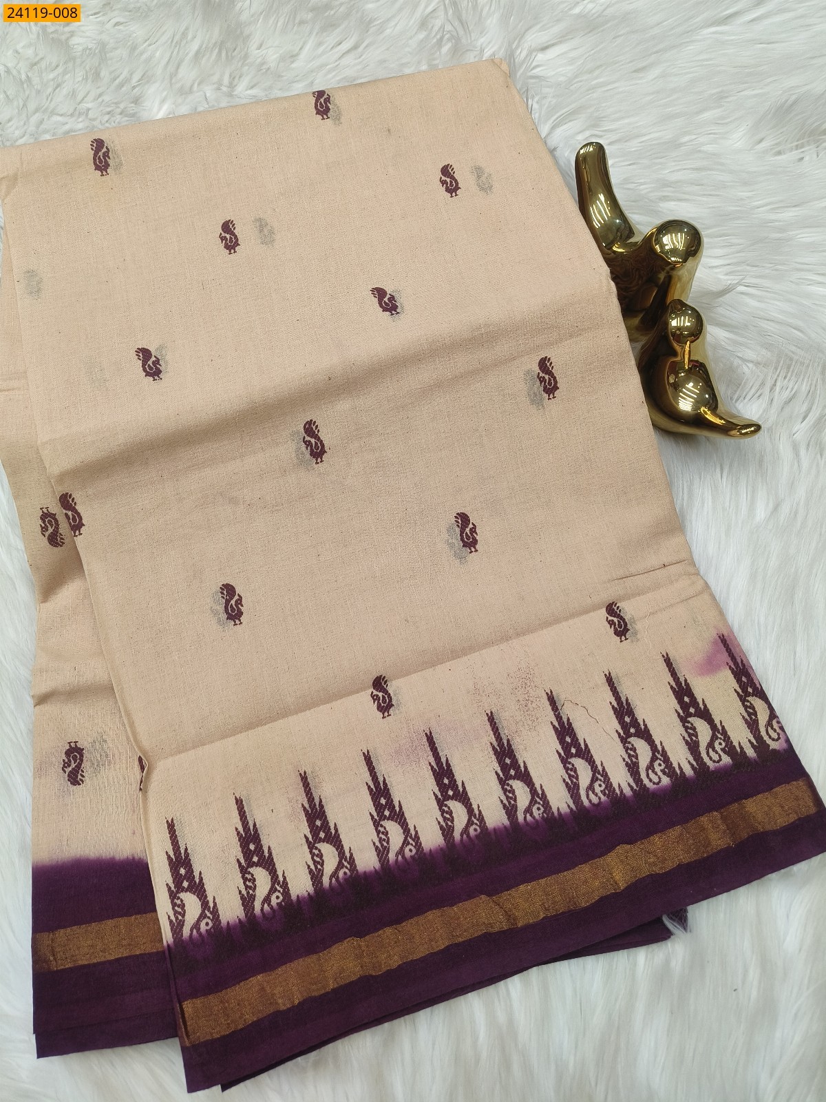 Half white Sungudi Cotton Printed Saree