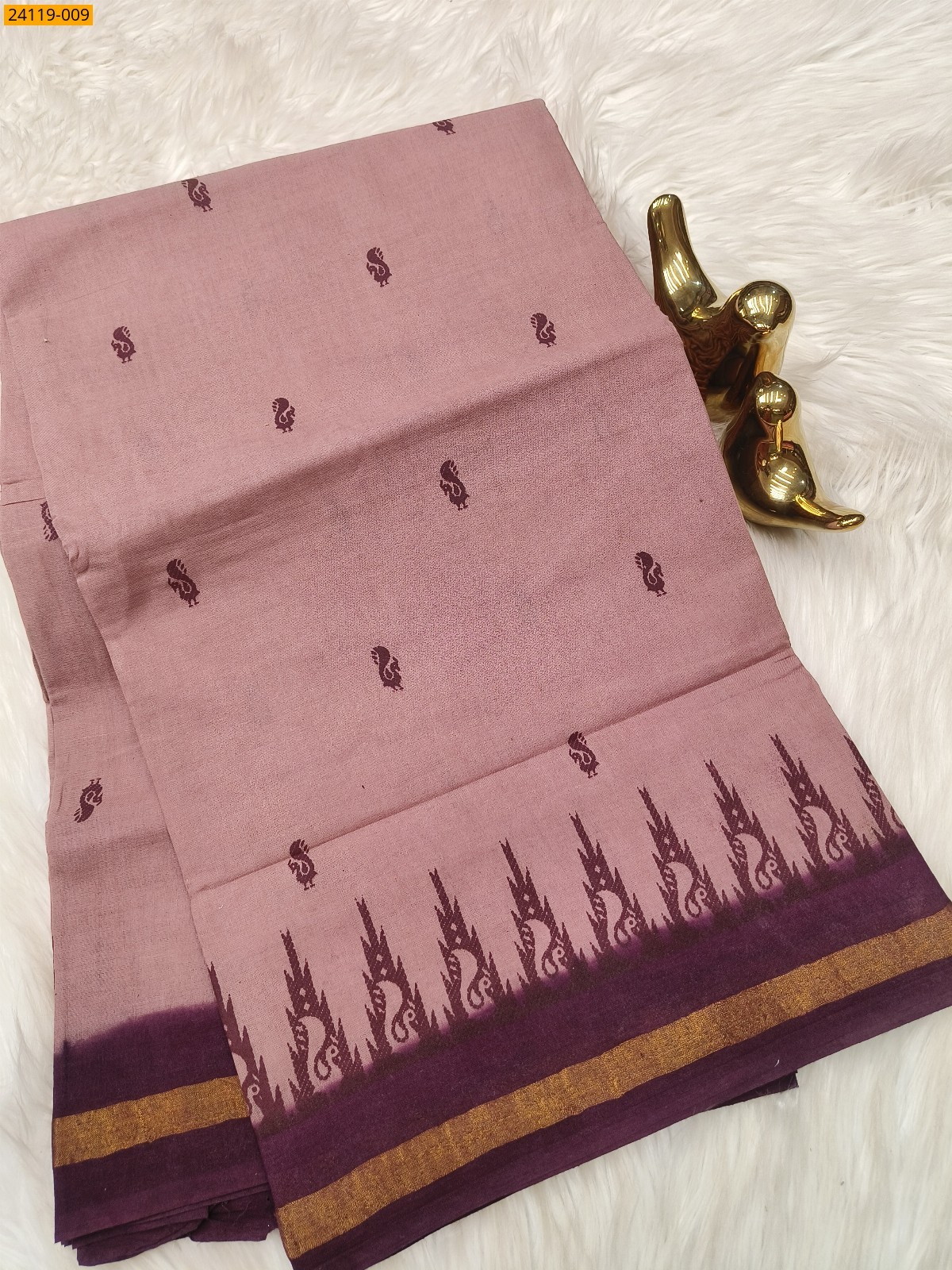 Onion Pink Sungudi Cotton Printed Saree