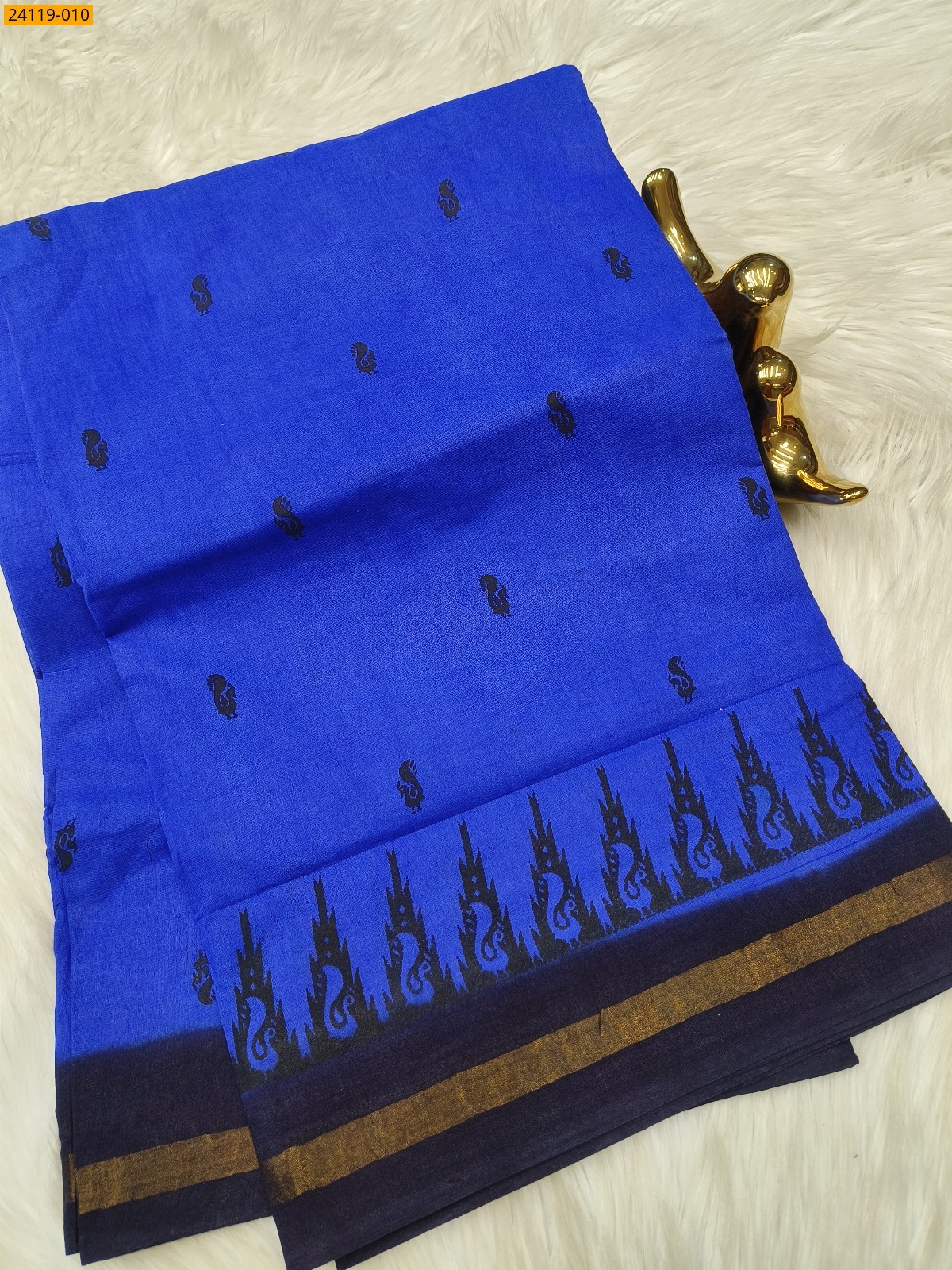 Royal Blue Sungudi Cotton Printed Saree
