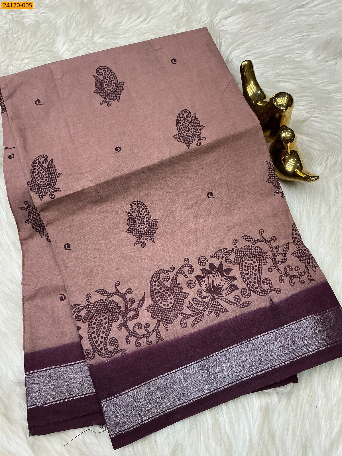 Onion Pink Sungudi cotton printed sarees