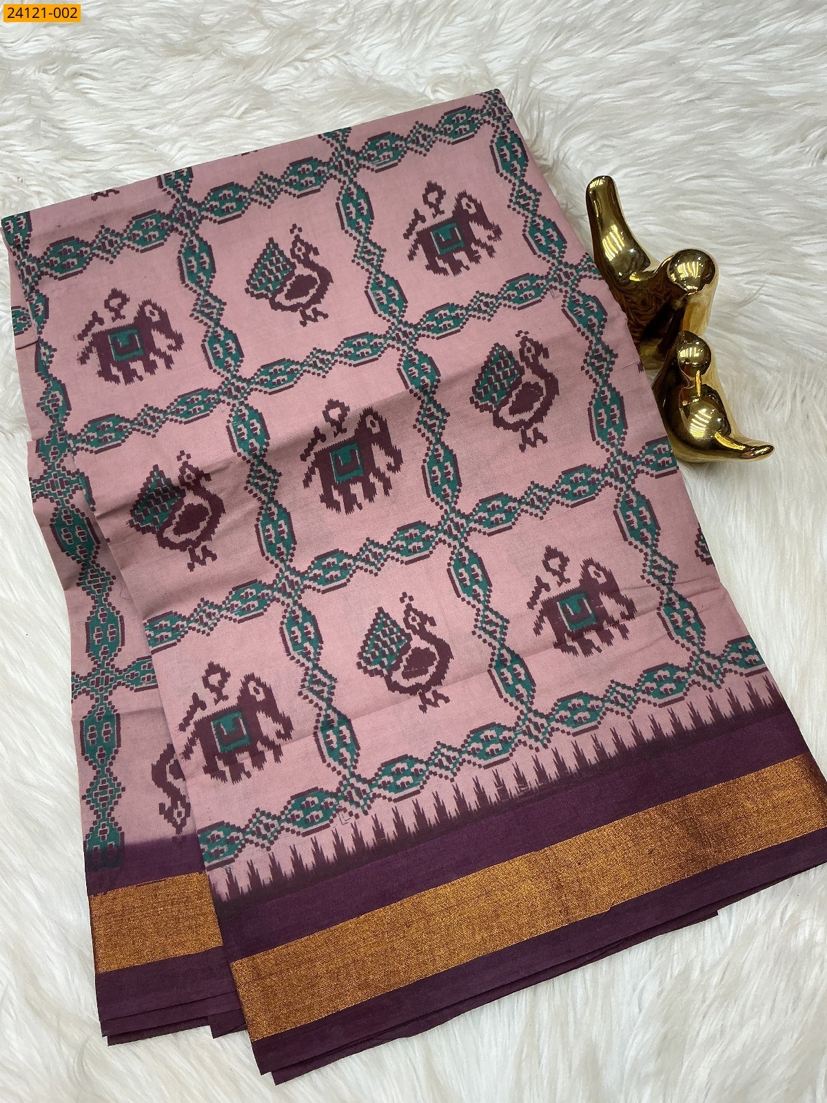 Onion Pink Sungudi Cotton Printed Saree