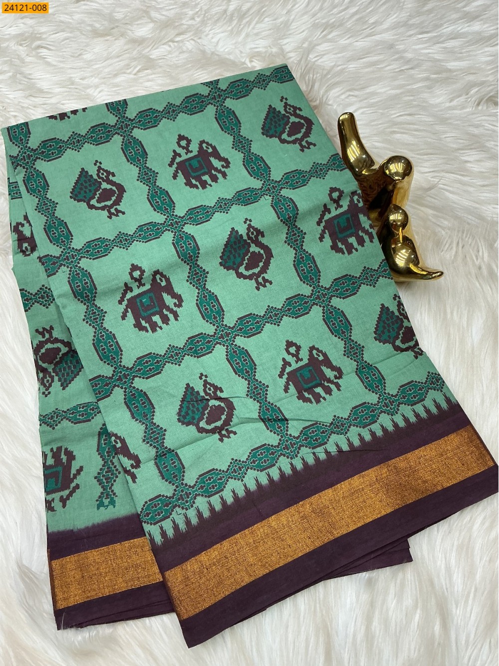 Sungudi Cotton Printed Saree