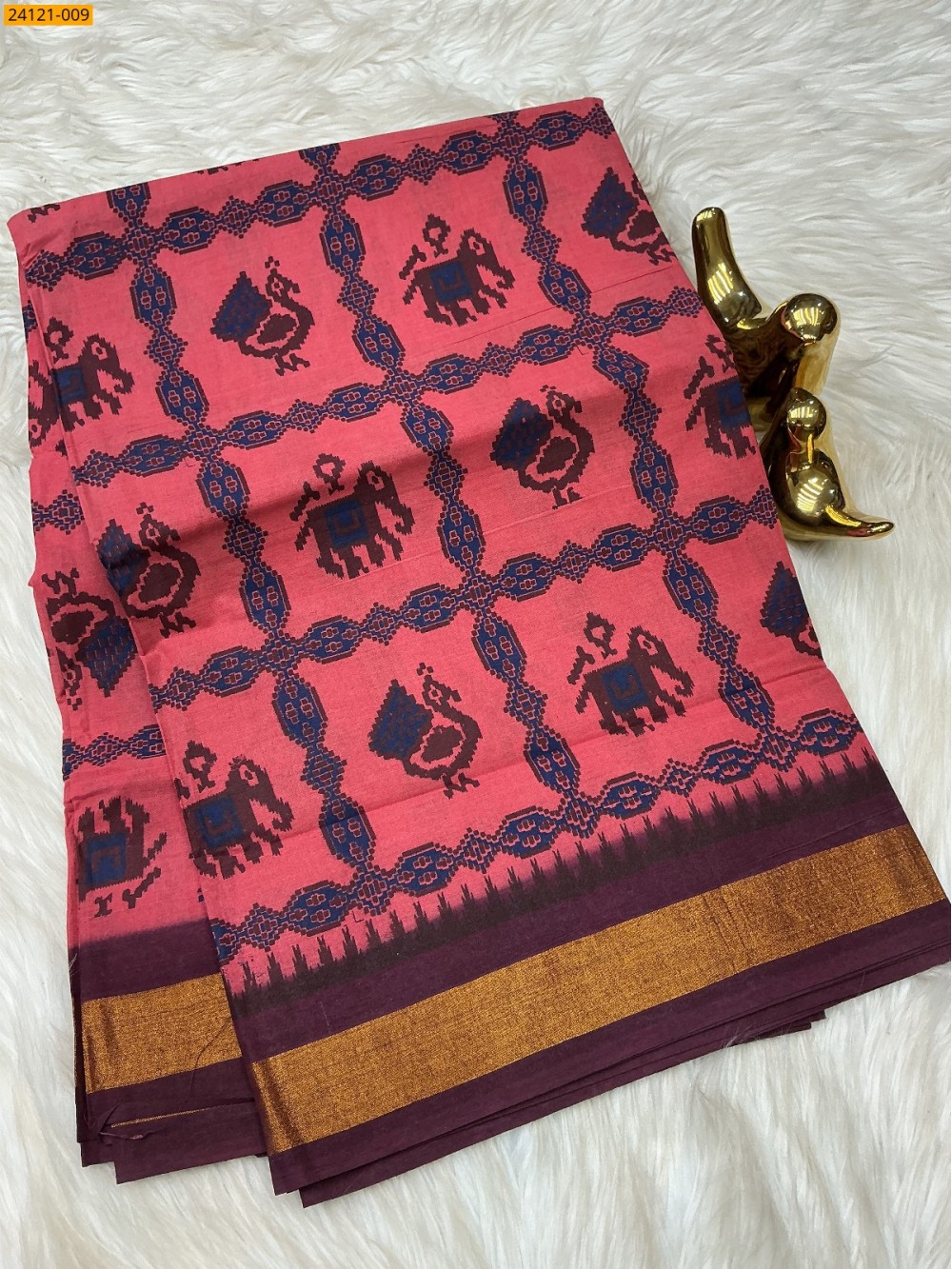 Sungudi Cotton Printed Saree